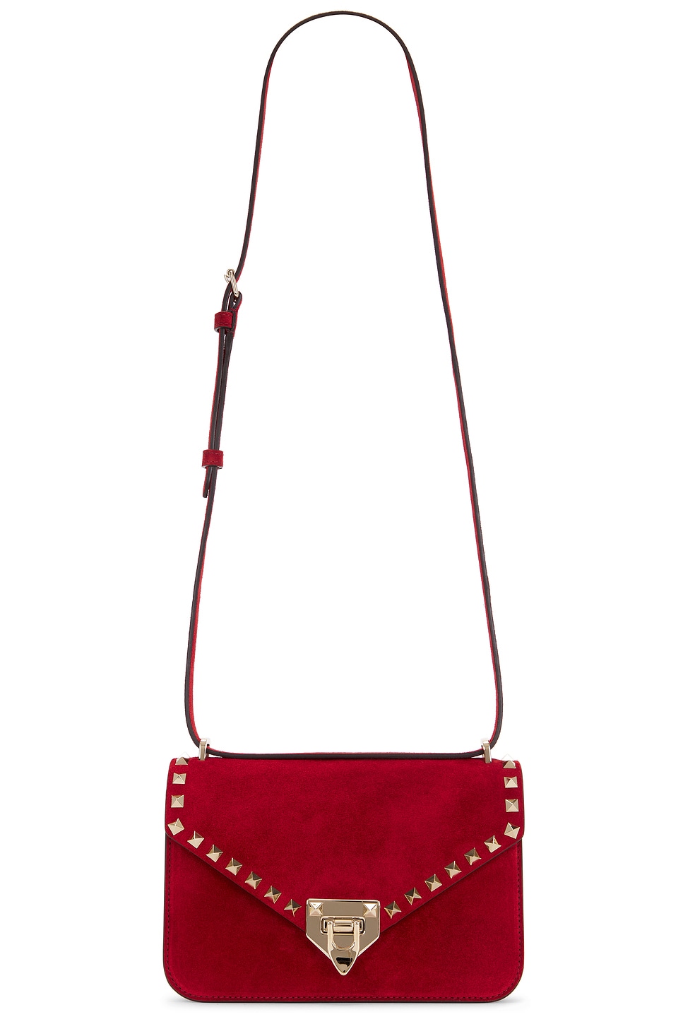 Valentino Garavani Rockstud Small Shoulder Bag In Russet Red