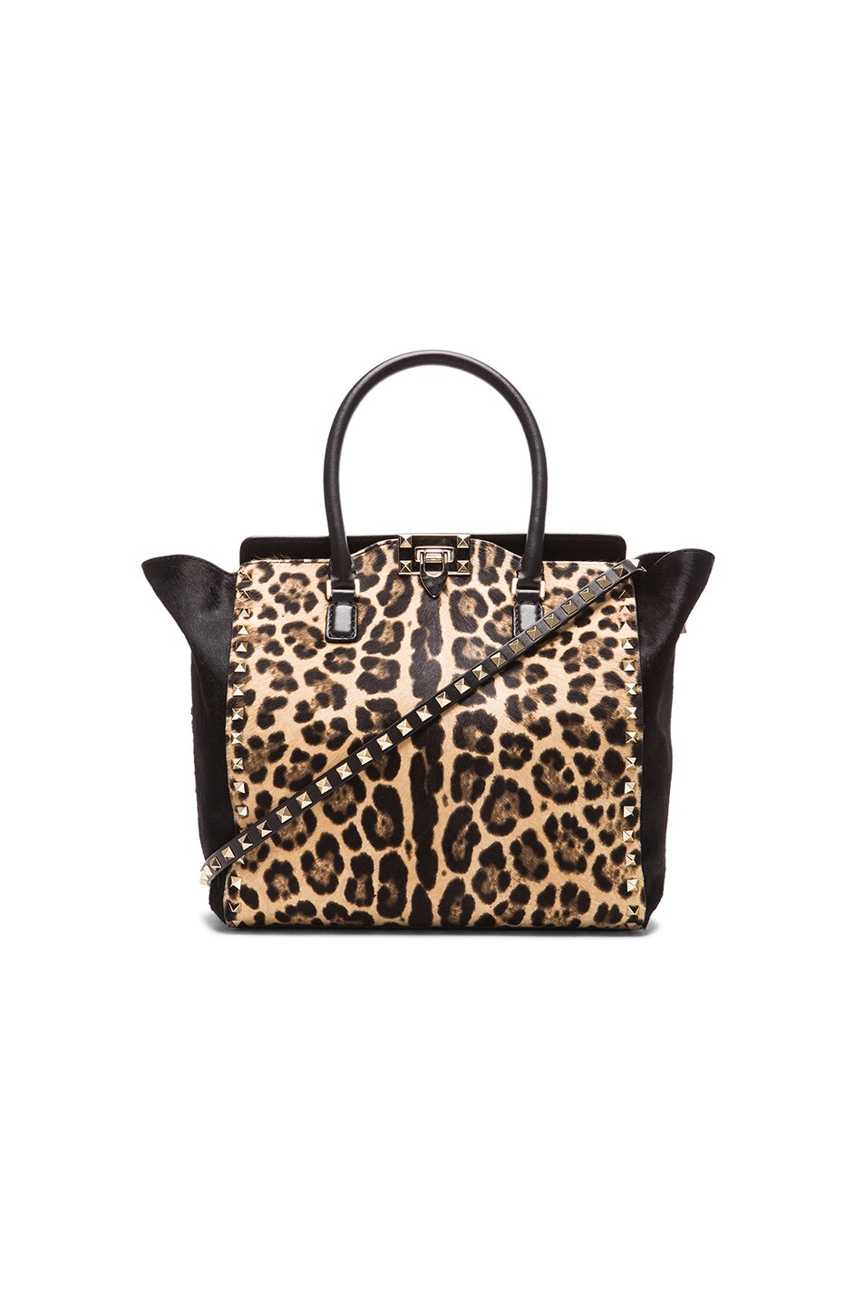 Image 1 of Valentino Garavani Rockstud Small Double Handle Bag in Leopard