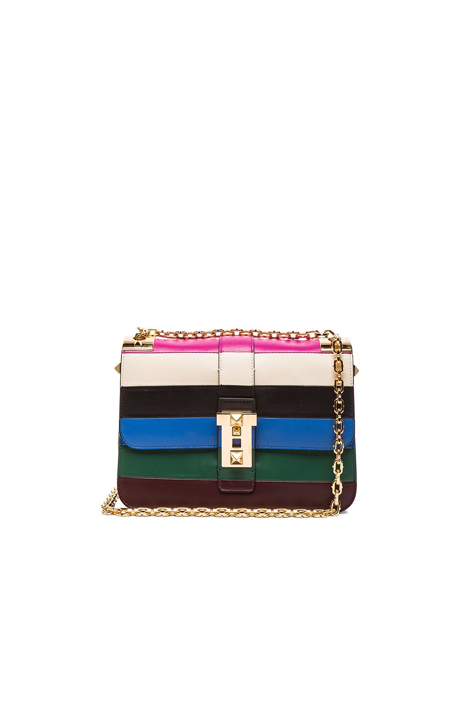 Image 1 of Valentino Garavani Rockstud Shoulder Bag in Multicolor Stripe