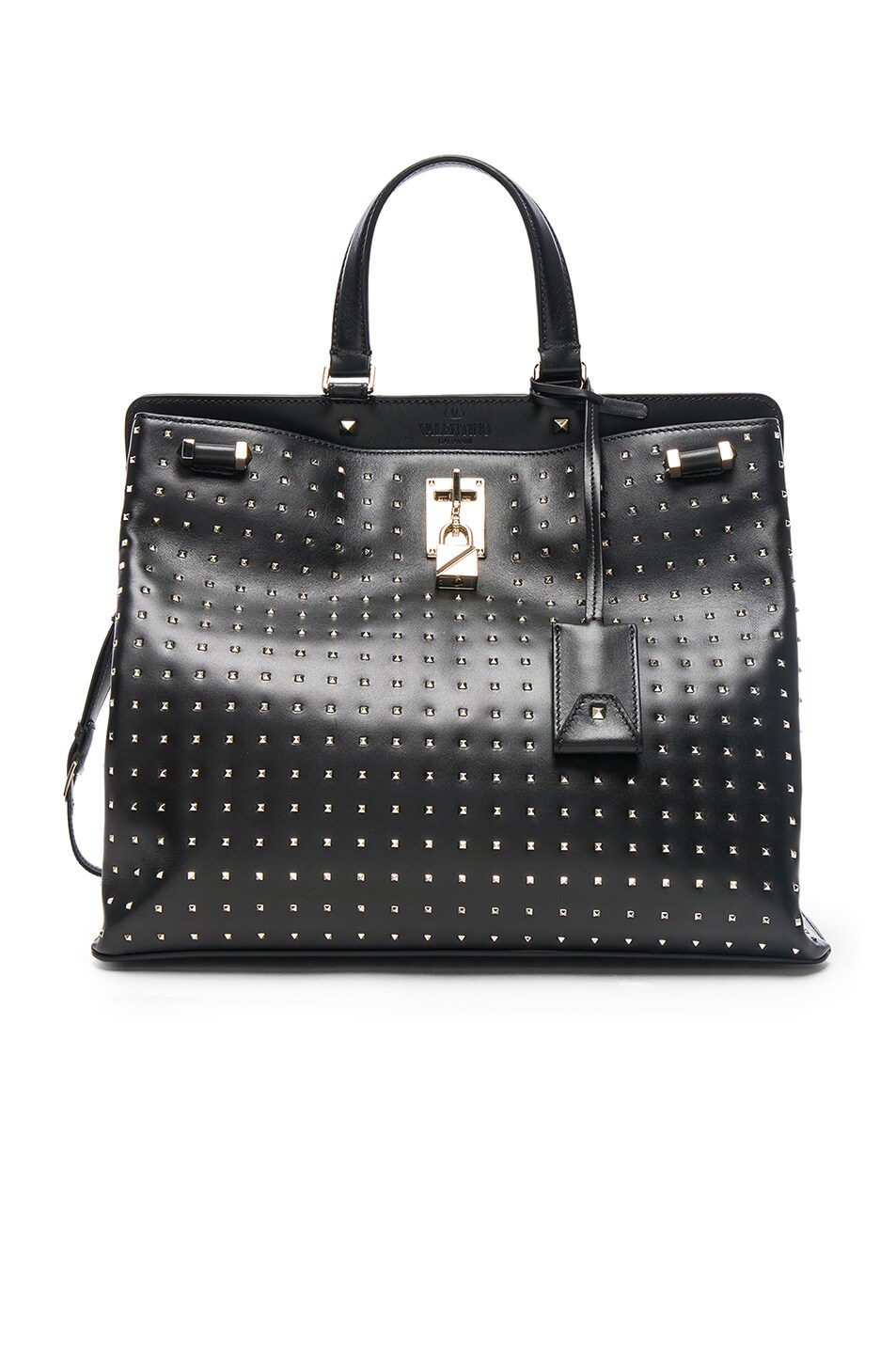 Image 1 of Valentino Garavani Studded Piper Handle Bag in Black