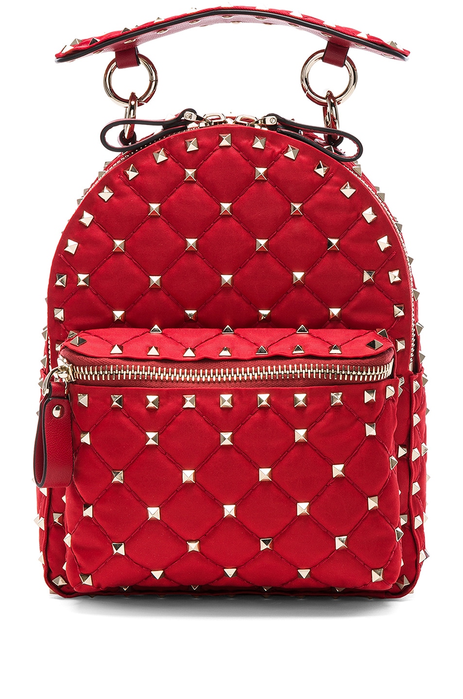 Image 1 of Valentino Garavani Mini Rockstud Spike Nylon Backpack in Red