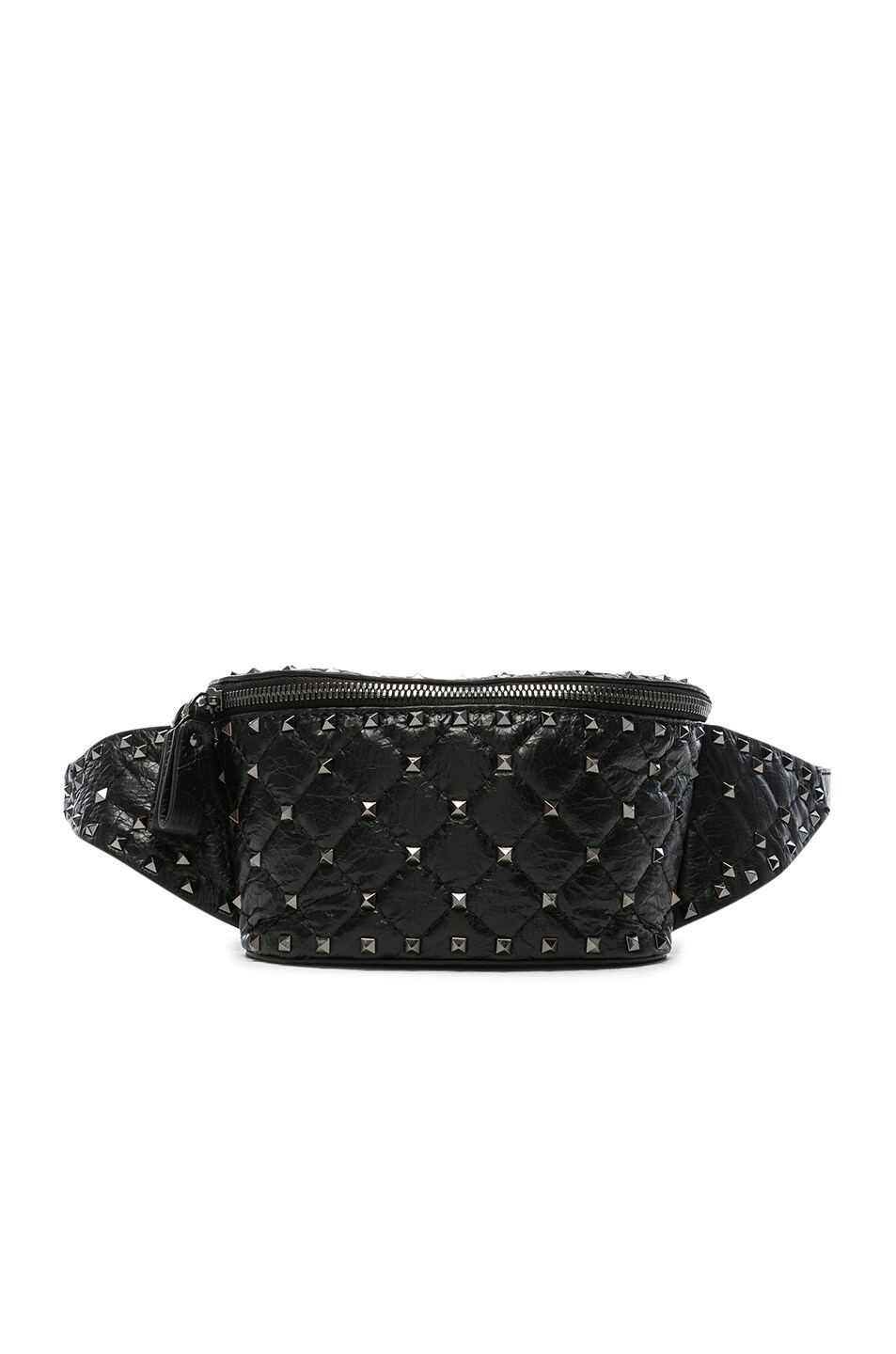 Image 1 of Valentino Garavani Small Quilted Rockstud Spike Belt Bag in Black