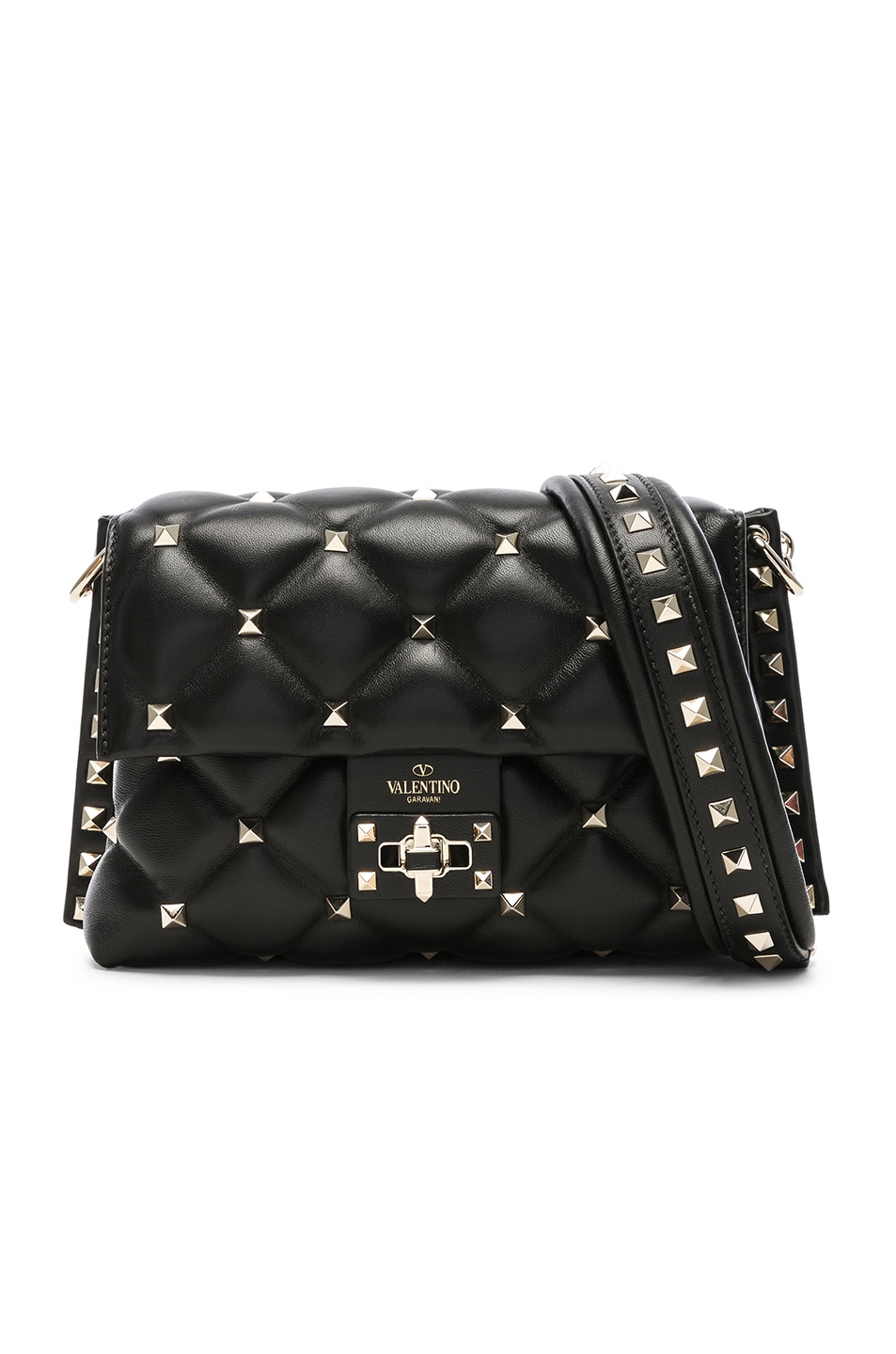 Image 1 of Valentino Garavani Medium Candystud Shoulder Bag in Black