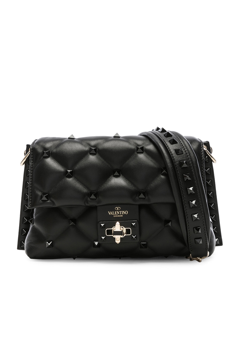 Image 1 of Valentino Garavani Medium Candystud Shoulder Bag in Black