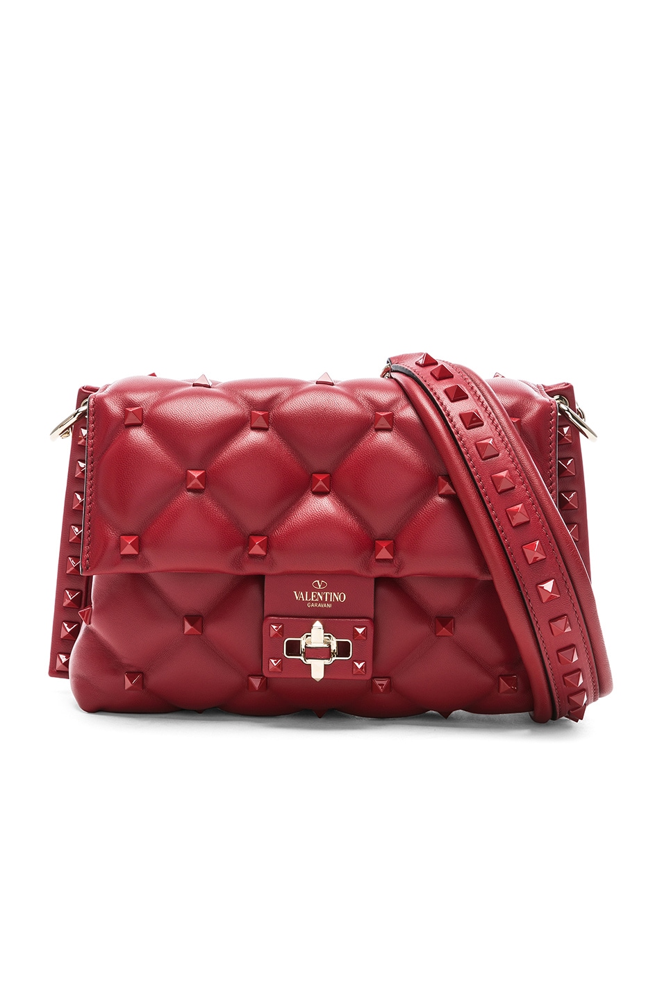 Image 1 of Valentino Garavani Medium Candystud Shoulder Bag in Red
