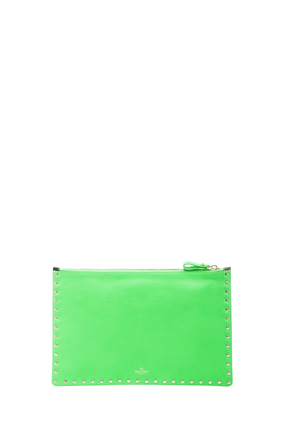 Valentino Rockstud Camouflage Flat Pouch in Fluo Green | FWRD