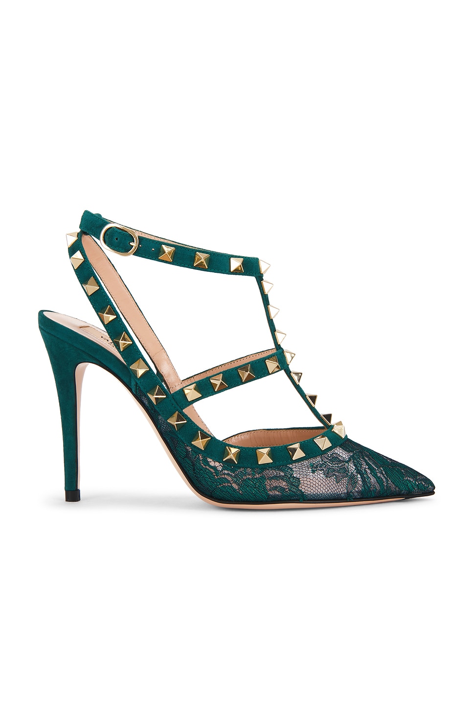 Valentino Rockstud Ankle Strap Pump In Green