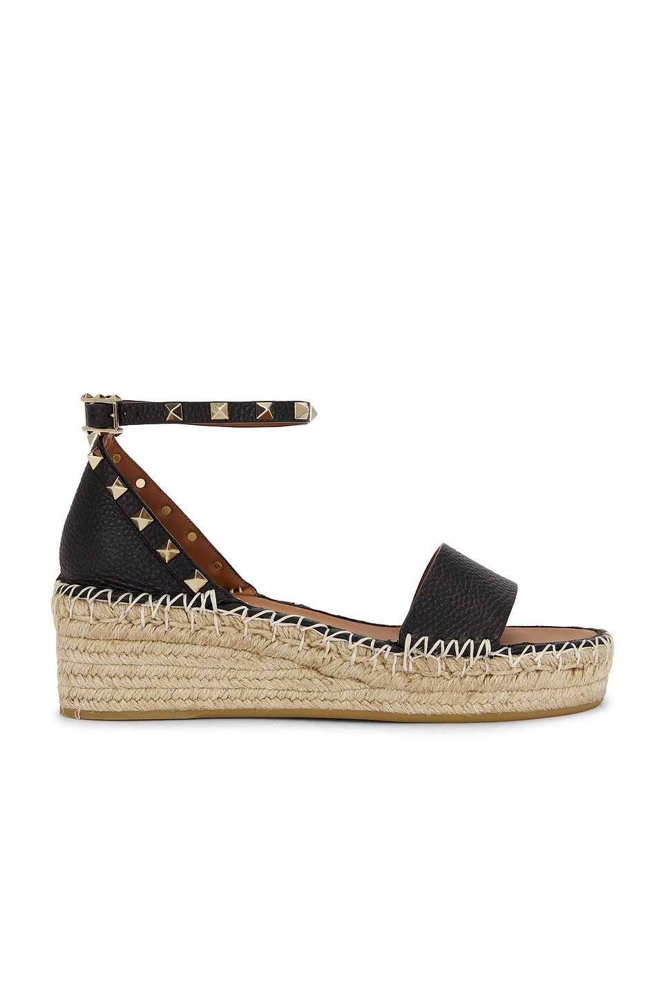 Image 1 of Valentino Garavani Rockstud Espadrille Sandal in Nero & Light Cuir