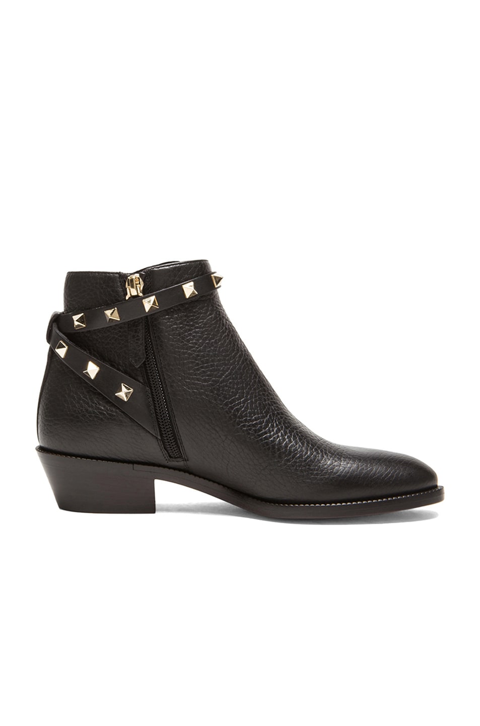 rockstud leather ankle boots