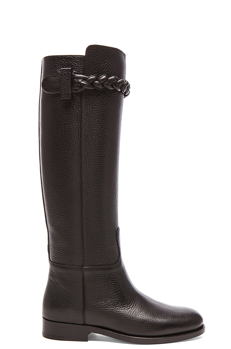 Image 1 of Valentino Garavani T.B.C. Leather Boots with Braid Detail in Black
