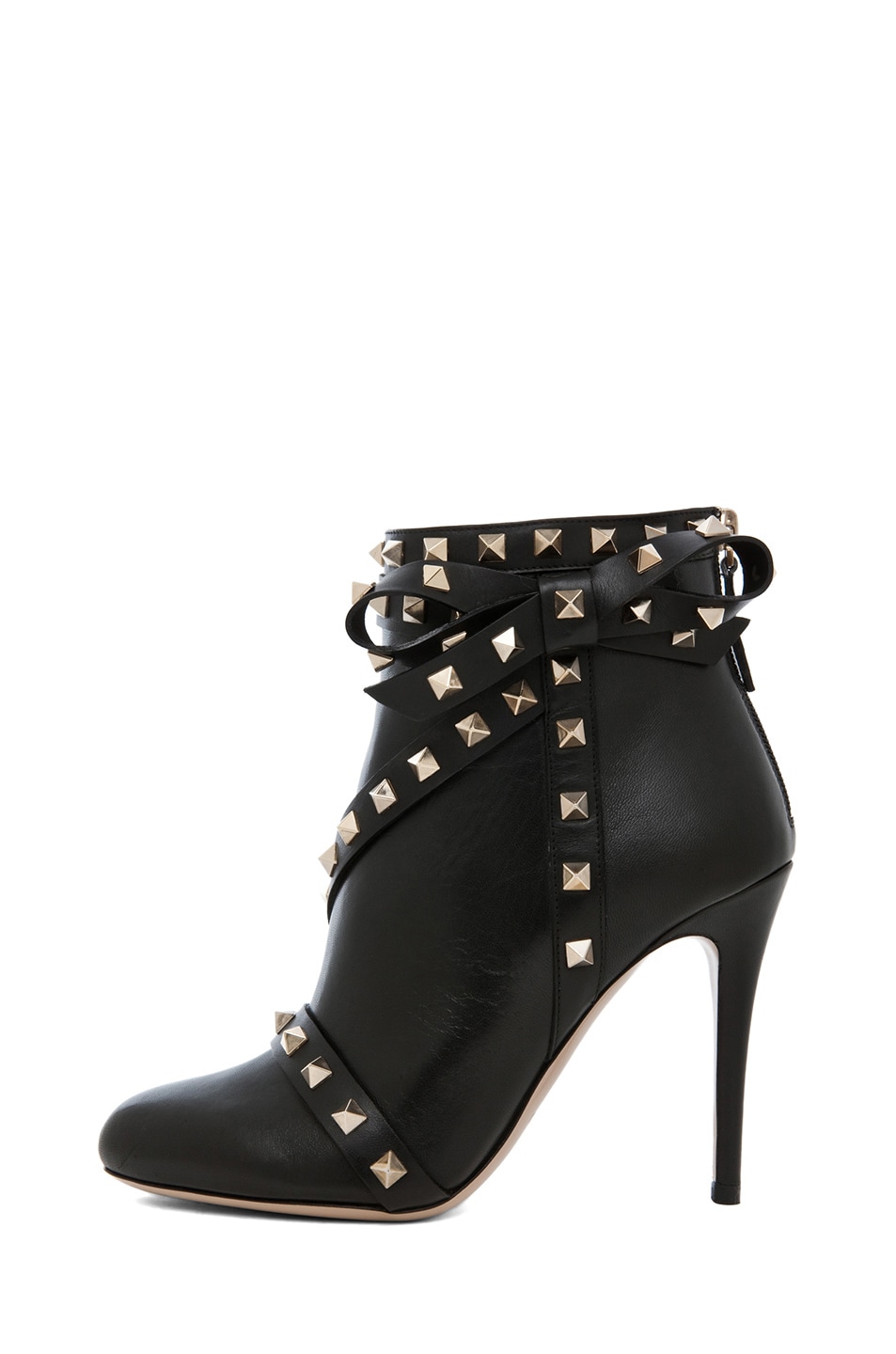 Valentino Rockstud Bootie with Bow in Black | FWRD