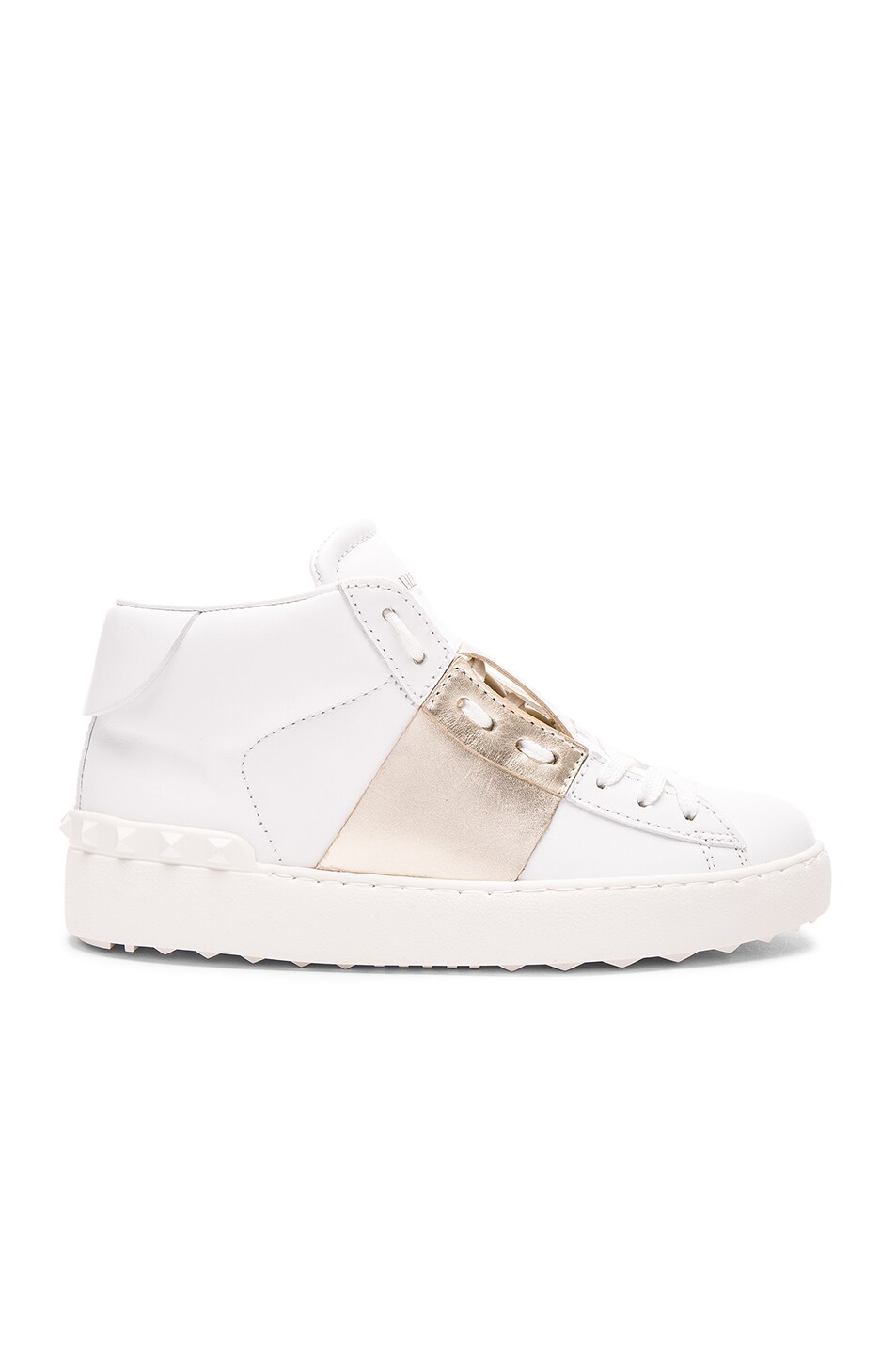 Image 1 of Valentino Garavani High Top Leather Sneakers in Gold