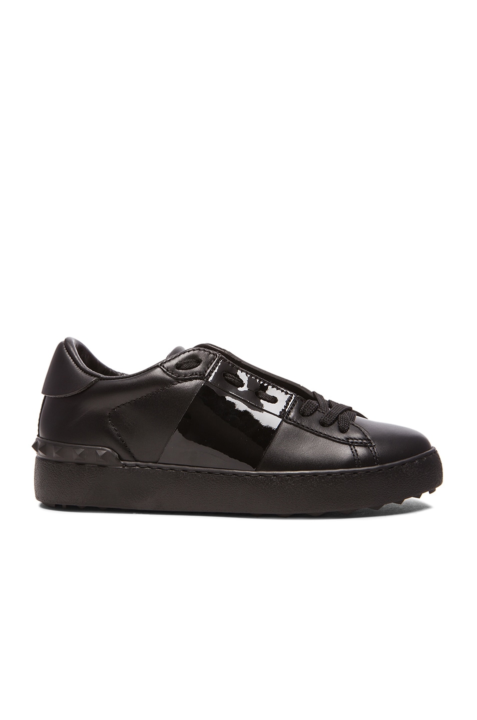 Image 1 of Valentino Garavani Open Low Top Leather Sneakers in Black