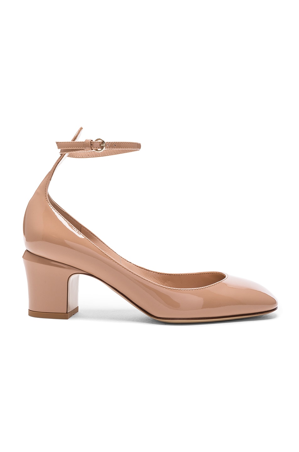 Image 1 of Valentino Garavani Patent Leather Tan-Go Pumps in Soft Noisette