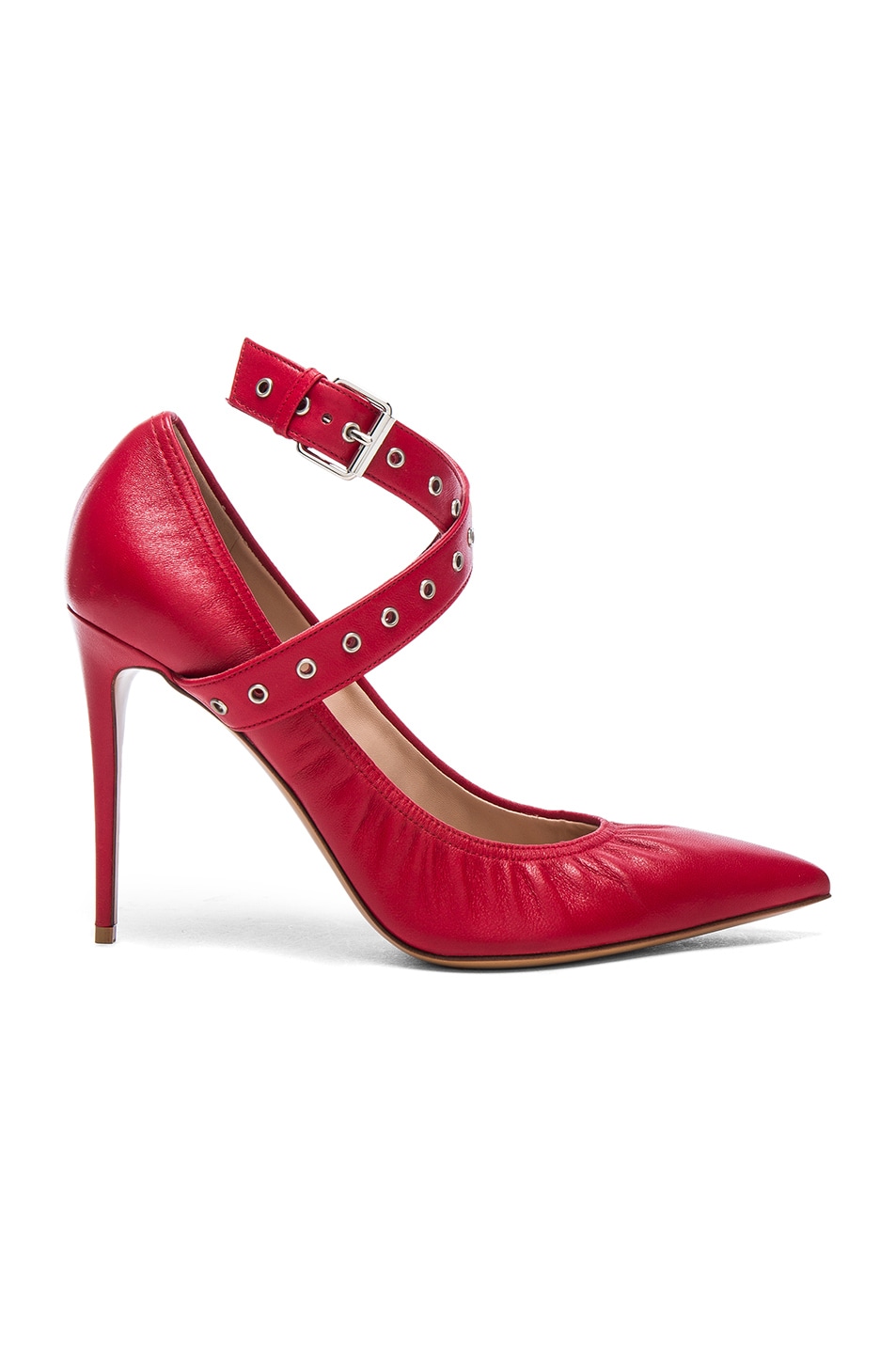 Image 1 of Valentino Garavani Leather Ankle Strap Pumps in Rosso