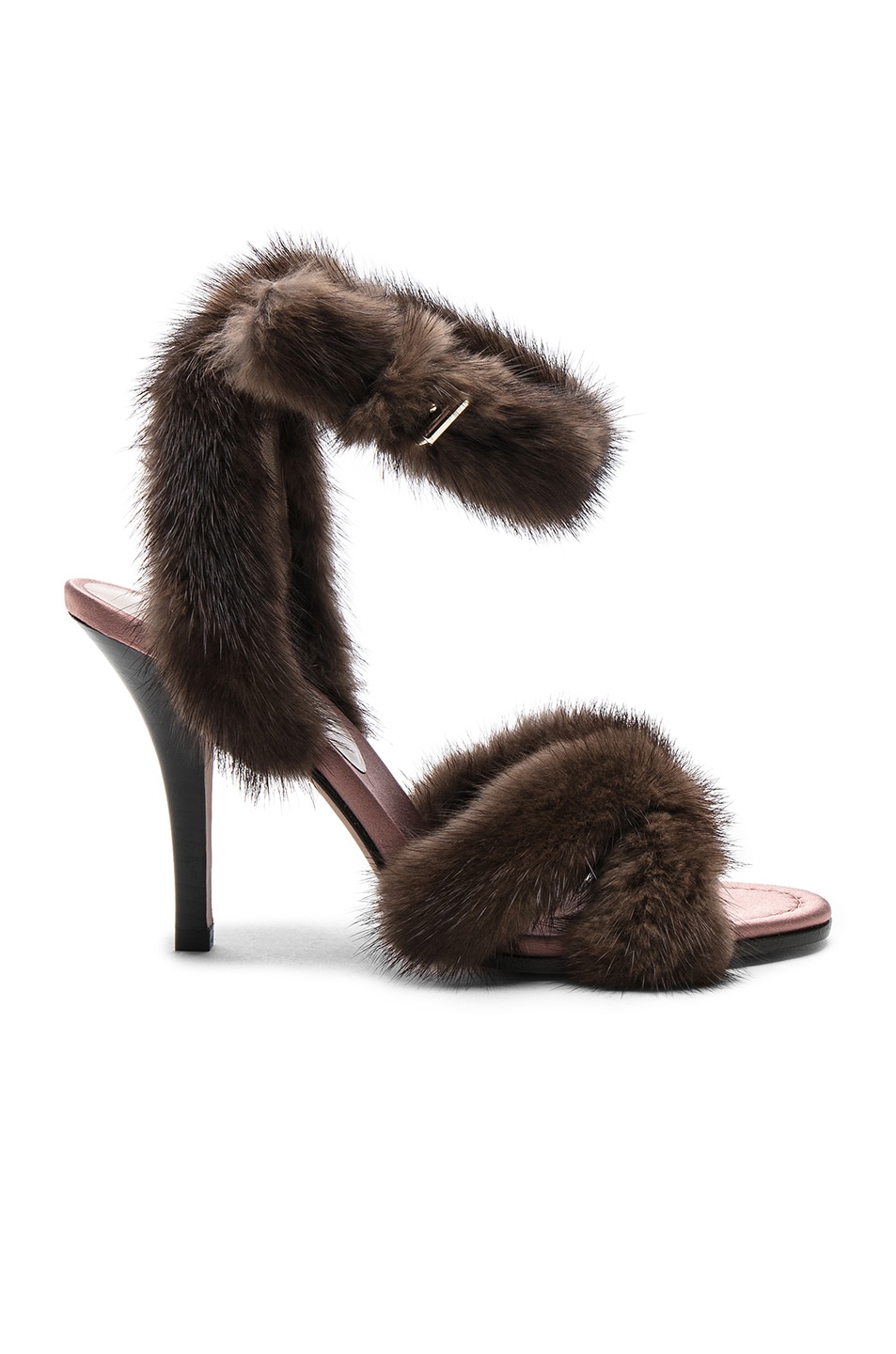 Image 1 of Valentino Garavani Mink Fur Ankle Strap Heels in Mink