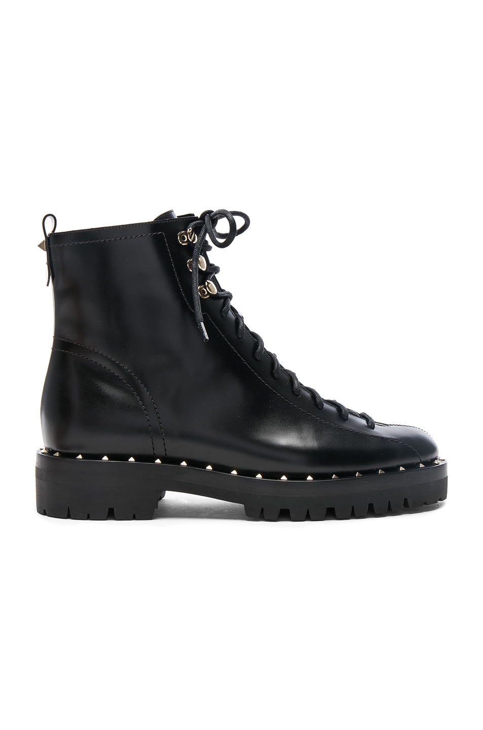 Image 1 of Valentino Garavani Leather Soul Rockstud Combat Boots in Black