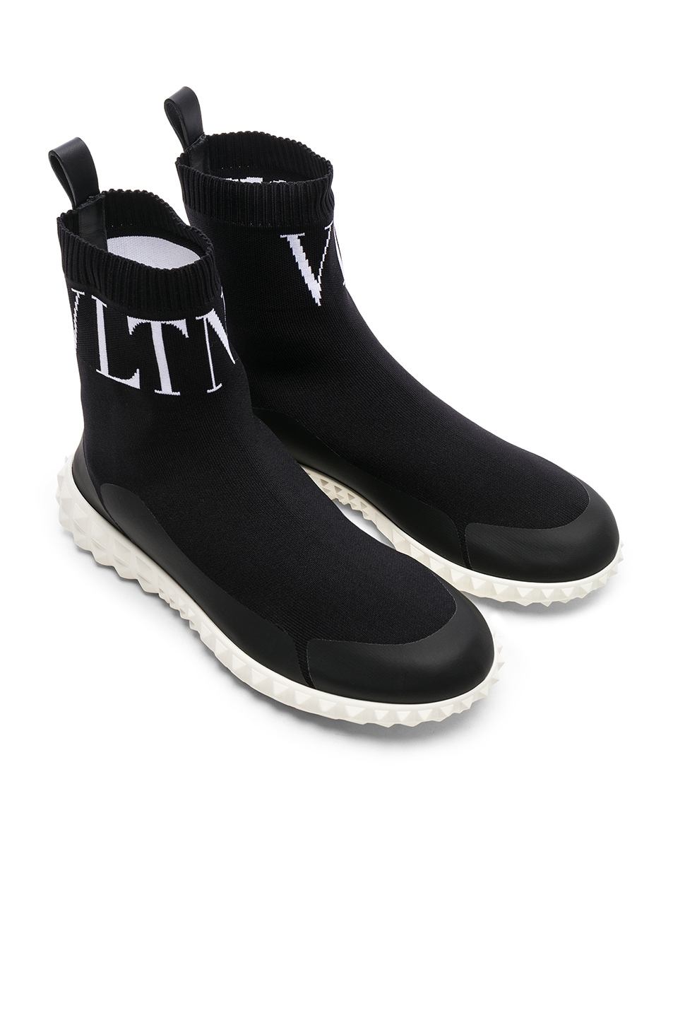 Image 1 of Valentino Garavani VLTN High Top Sock Sneakers in Black & White