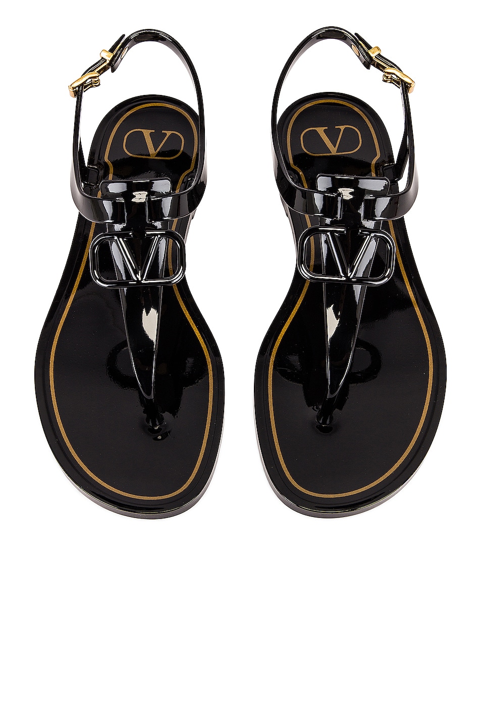 Image 1 of Valentino Garavani PVC Thong Sandals in Nero & Nero