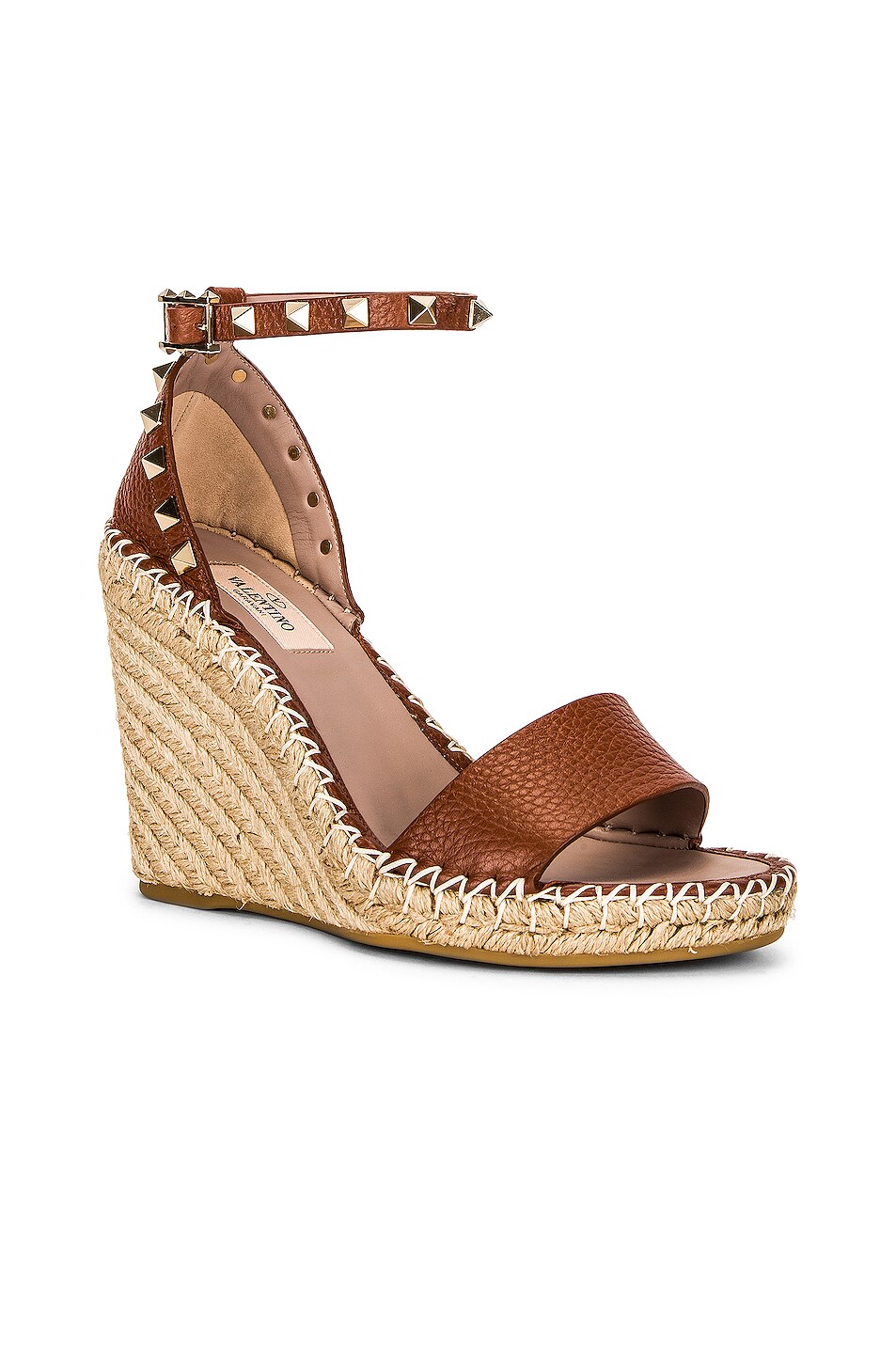 valentino garavani women's rockstud double espadrille wedge sandals