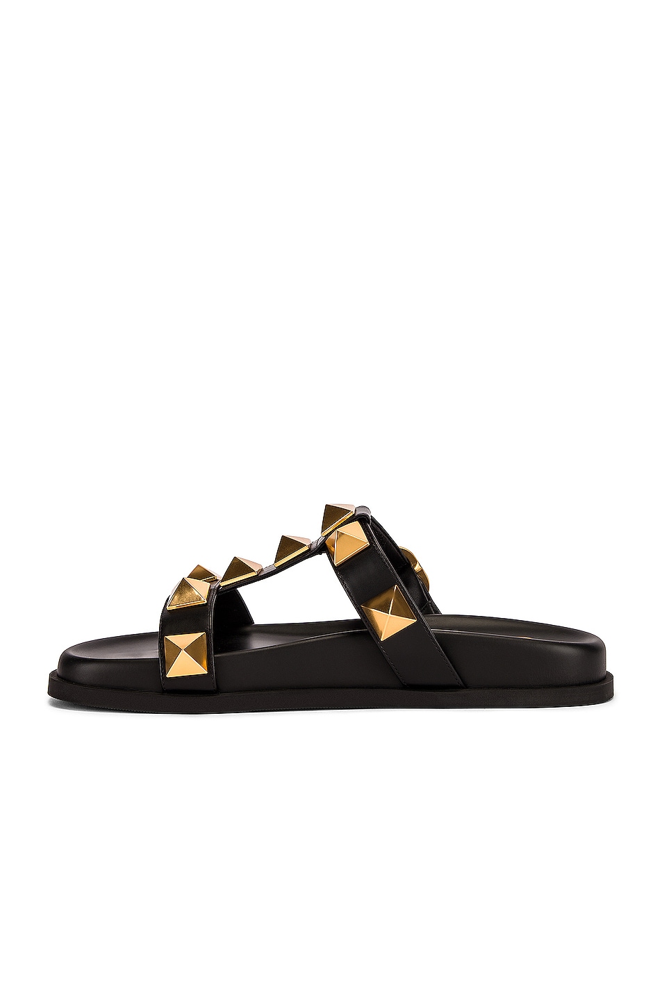 Valentino Garavani Roman Stud Slides in Nero | FWRD