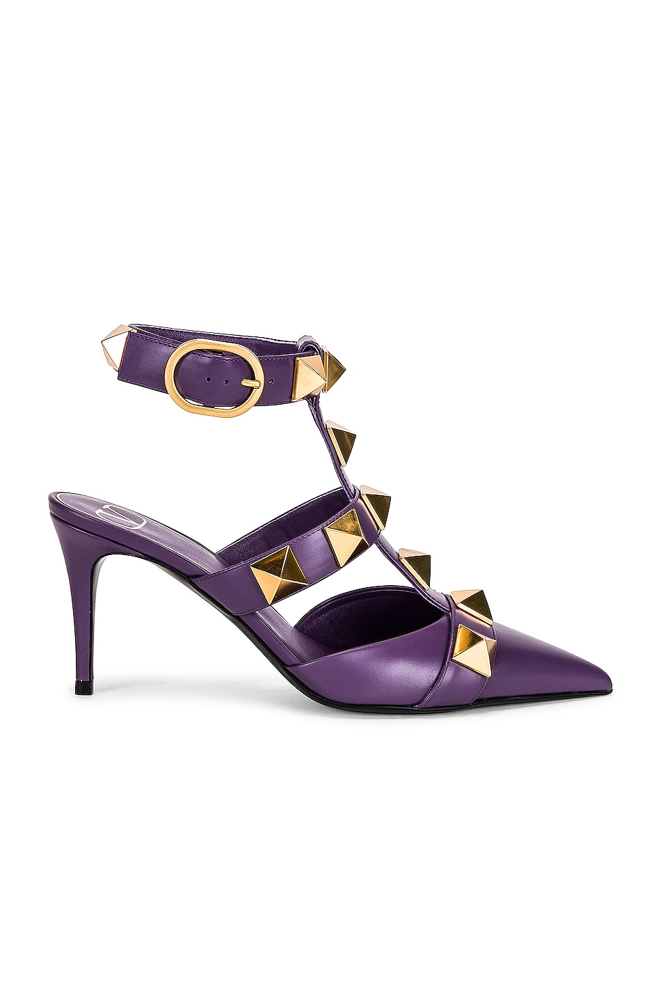 Image 1 of Valentino Garavani Roman Stud Ankle Strap Pumps in Violet