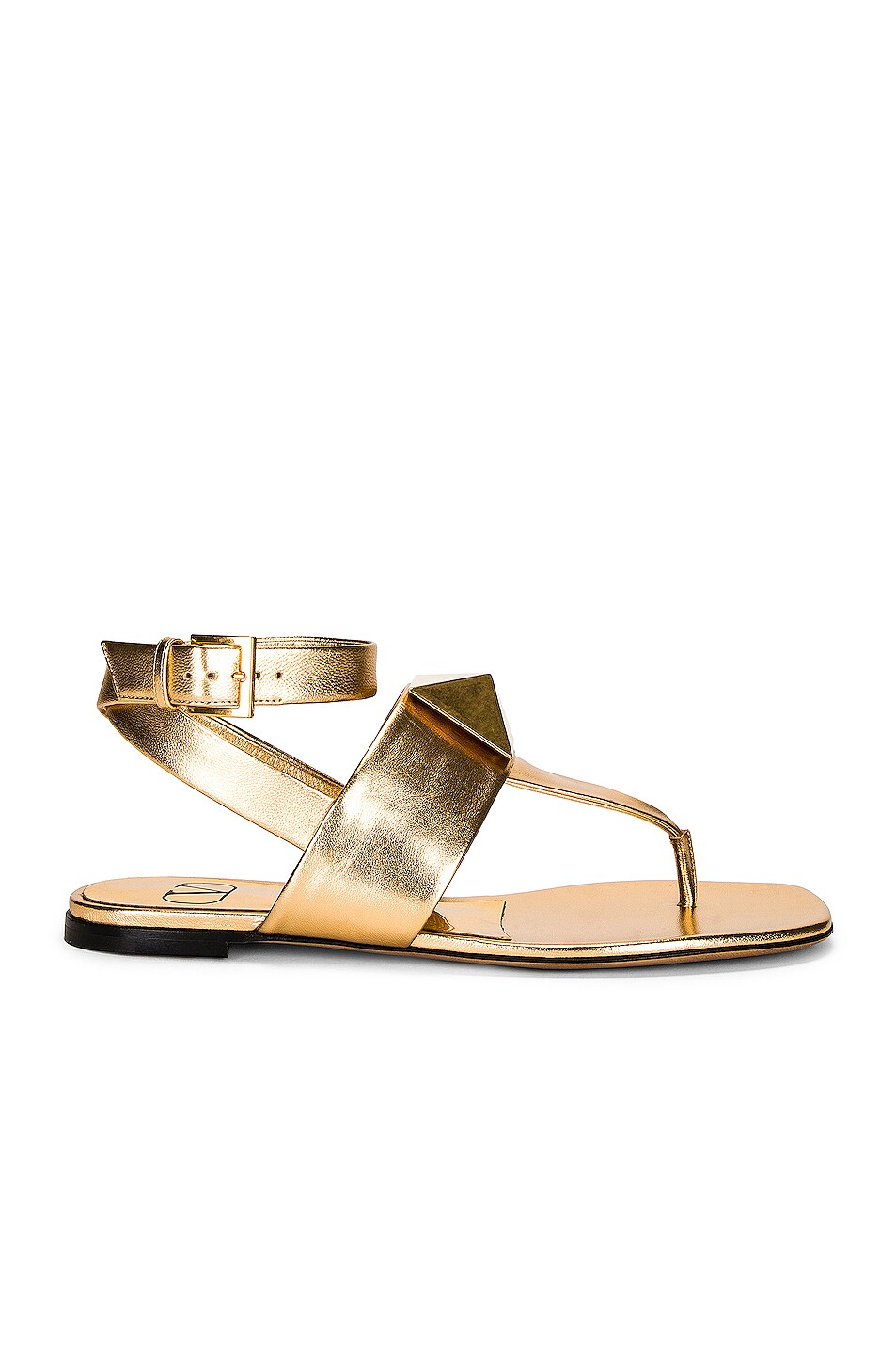 Valentino Garavani One Stud Thong Sandals in Antique Brass | FWRD