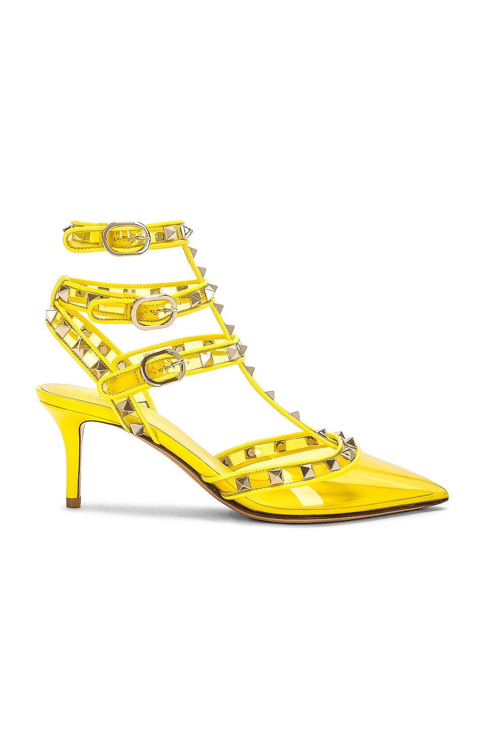 Image 1 of Valentino Garavani Rockstud Ankle Strap Pump in Shocking Yellow