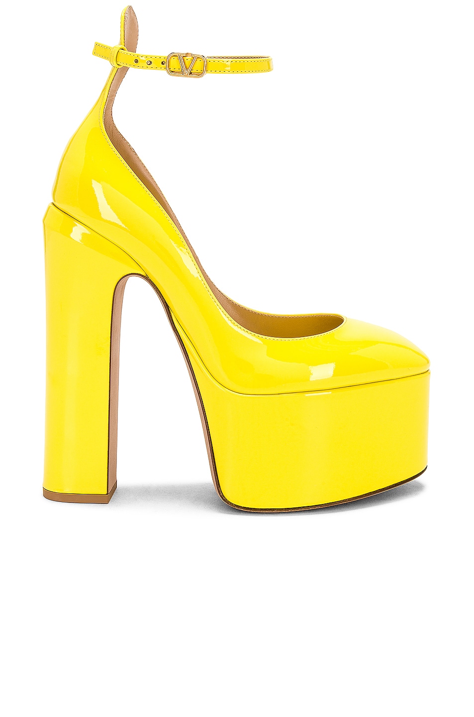 Image 1 of Valentino Garavani Tan Go Ankle Strap Pump in Shocking Yellow