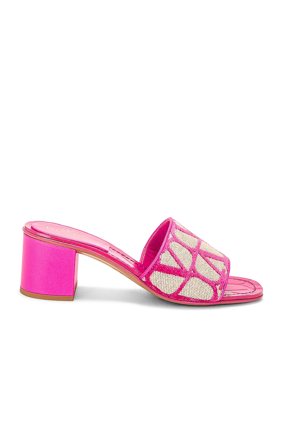 Image 1 of Valentino Garavani Iconographe Slide Mule in Naturale & Pink