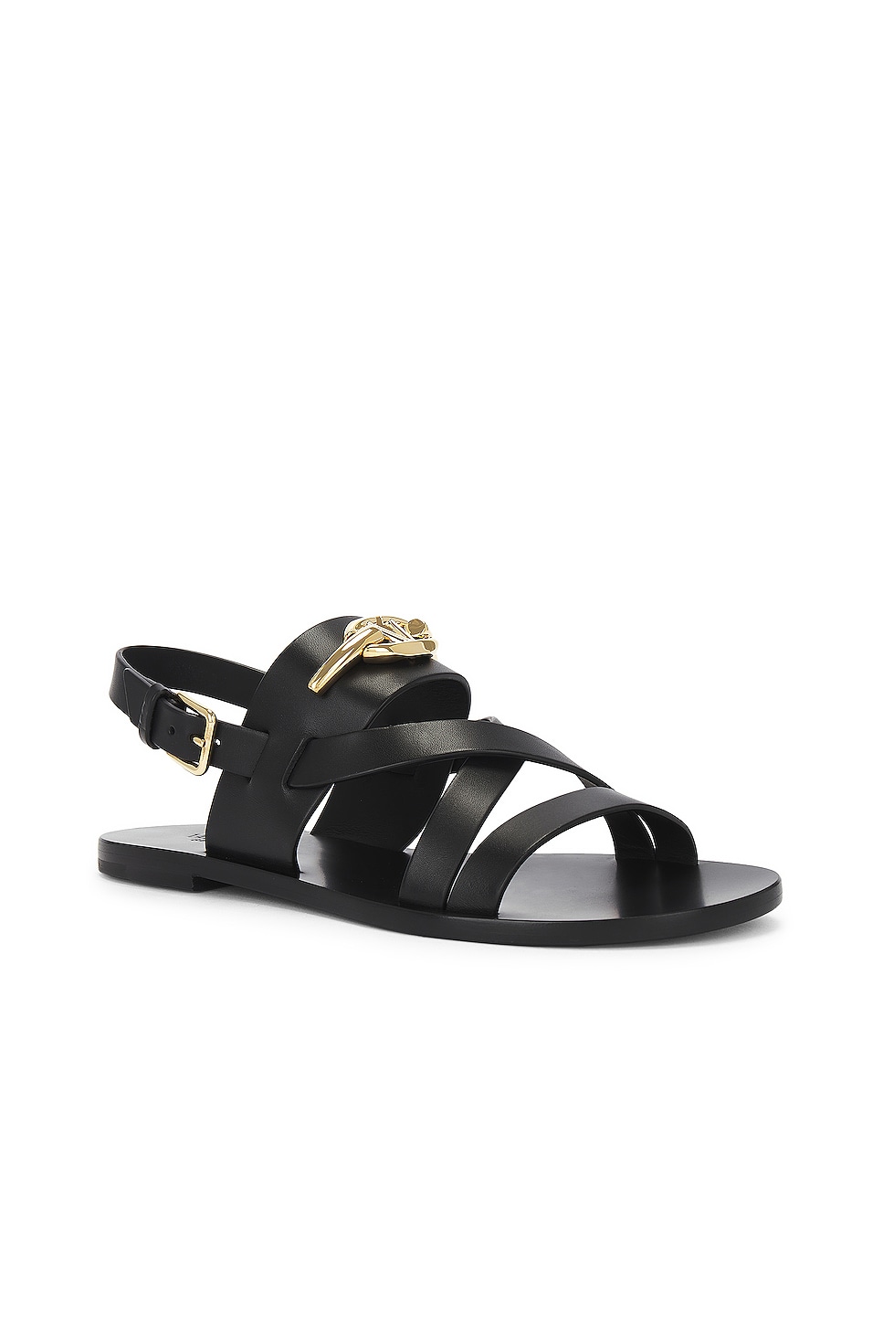 Valentino Garavani V Logo Gate Sandal in Nero | FWRD