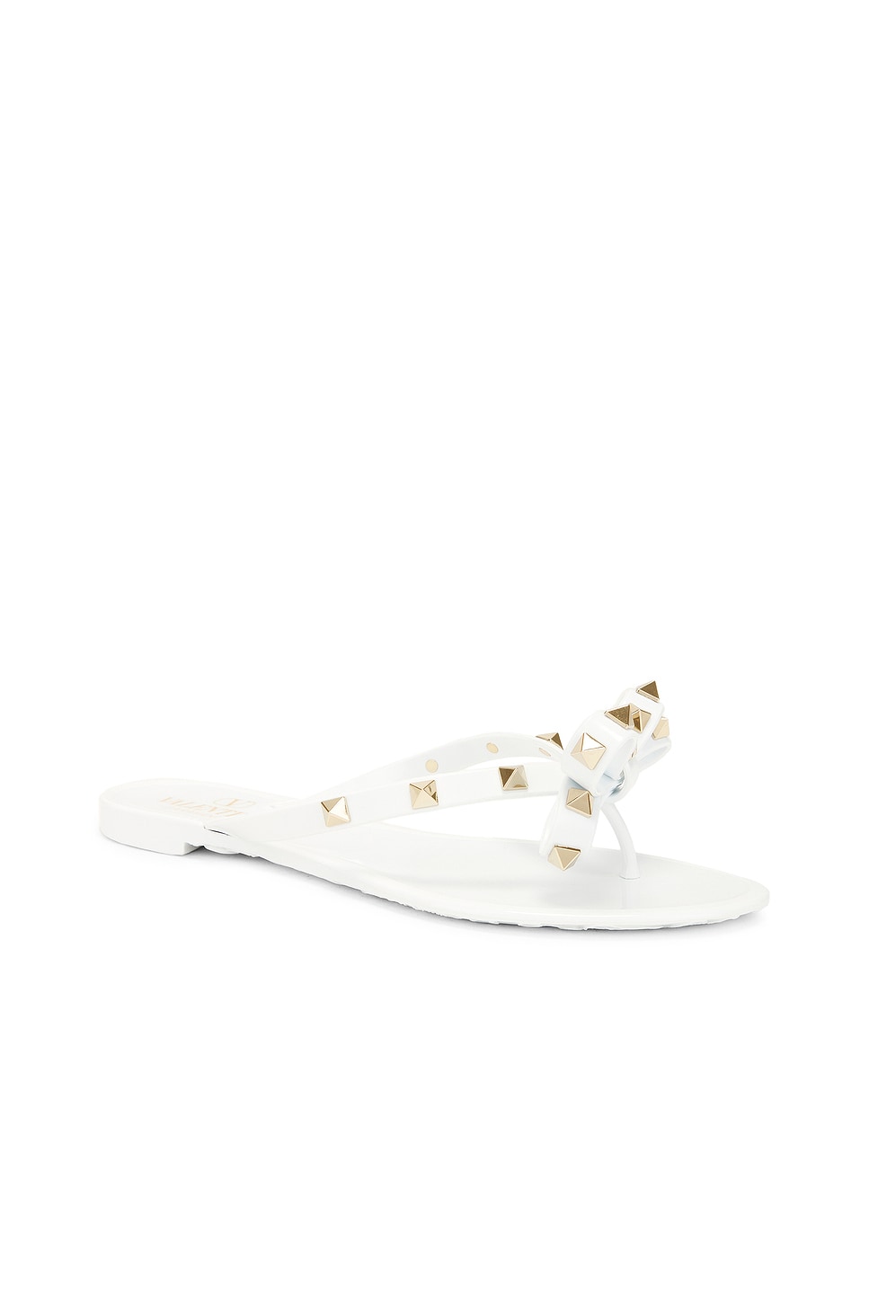 Shop Valentino Summer Rockstud Thong Sandal In Bianco Ottico