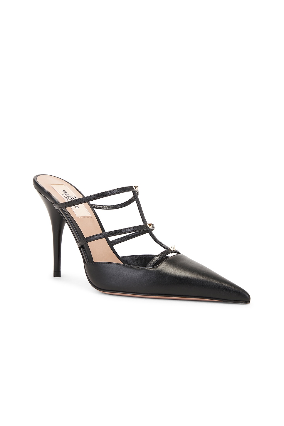 Shop Valentino Rockstud 100 Wispy Mule Heel In Nero