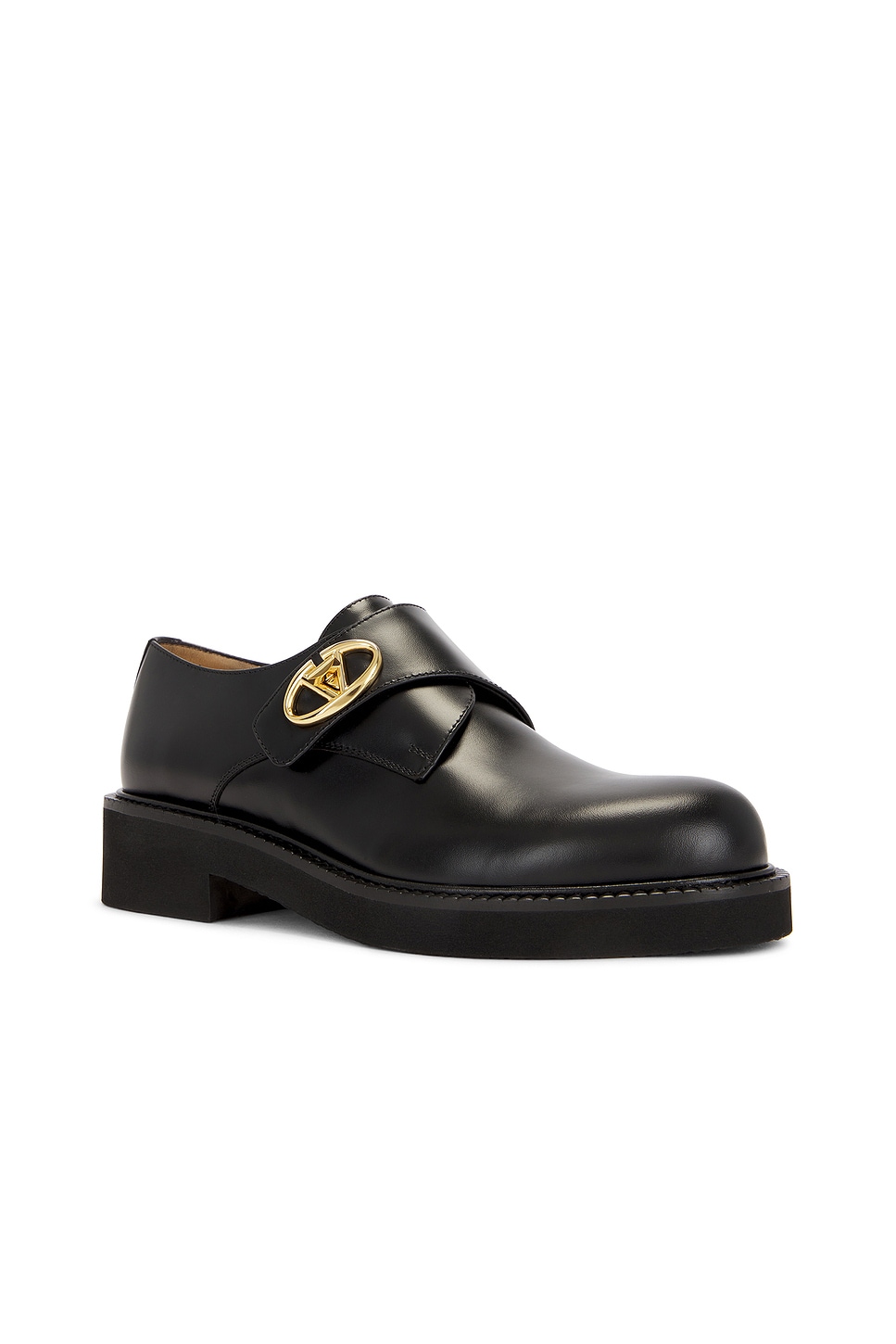 Shop Valentino V Logo Locker Single Monk Shoe In Nero