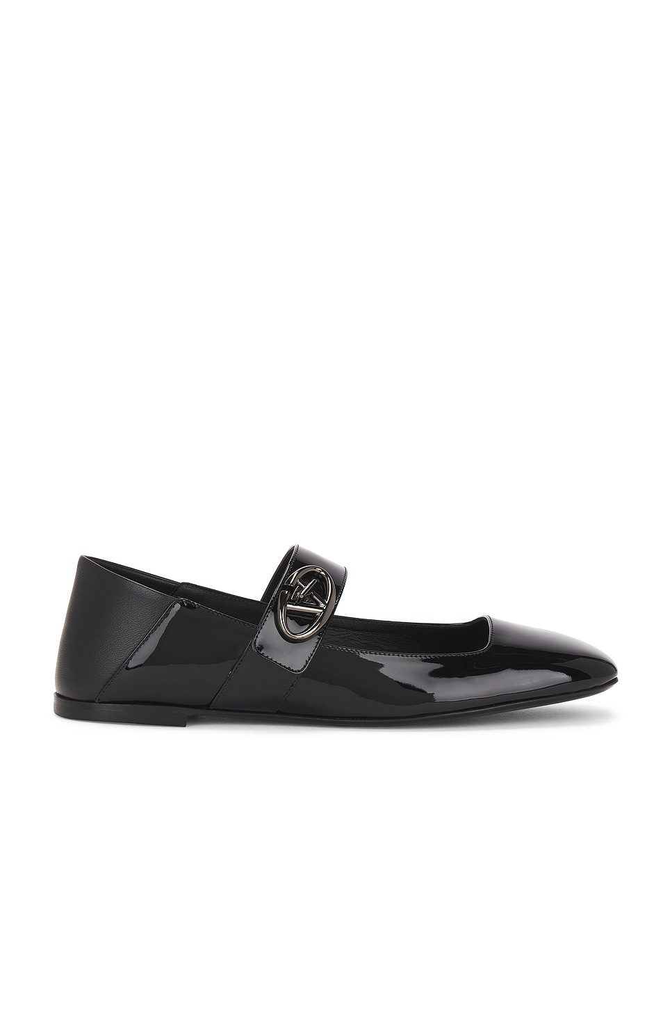 Image 1 of Valentino Garavani V Logo Locker Ballerina Flat in Nero