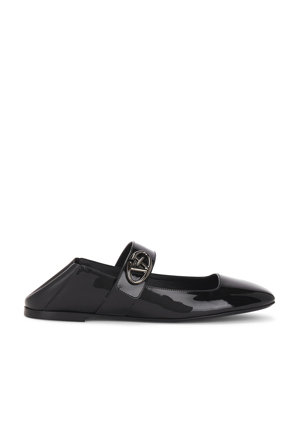 Shop Valentino V Logo Locker Ballerina Flat In Nero