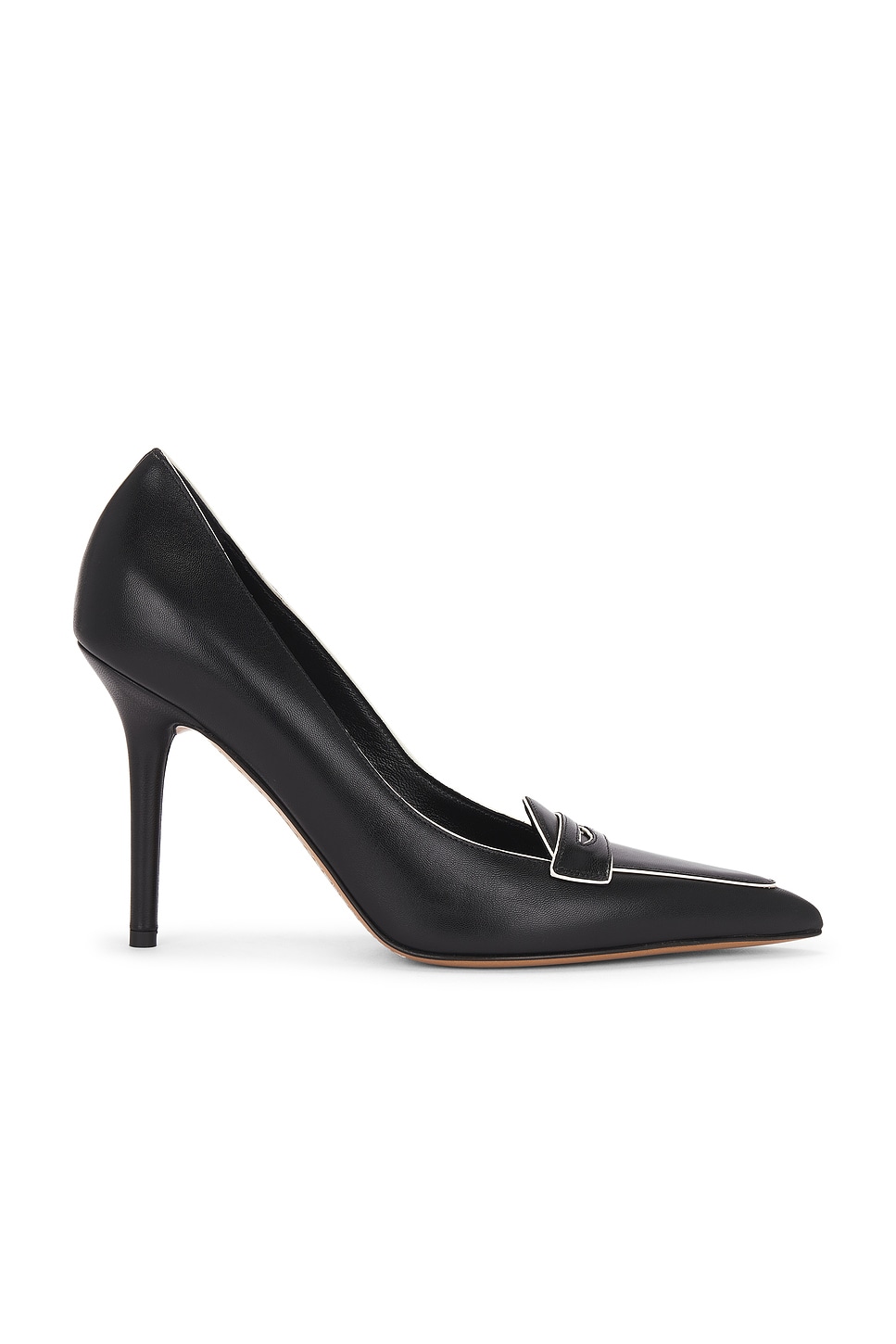 Shop Valentino 2001 100 Loafer Pump Heel In Nero & Ivory