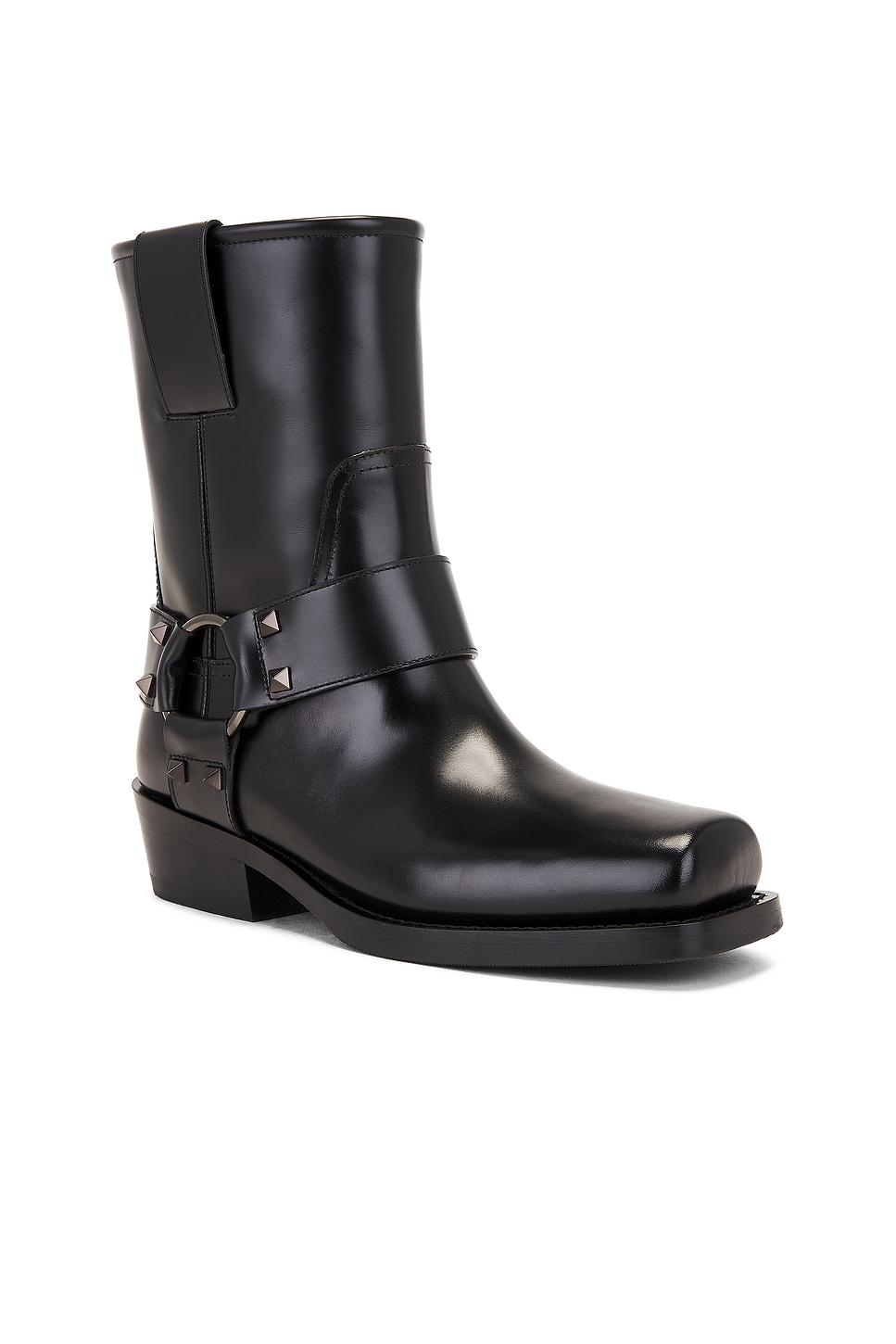 Shop Valentino Rockstud Biker Boot In Nero