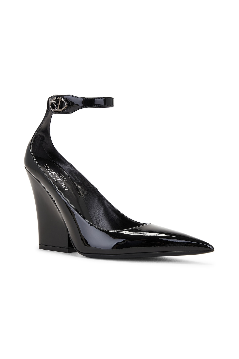 Shop Valentino V Logo 105 Lockette Ankle Strap Pump In Nero