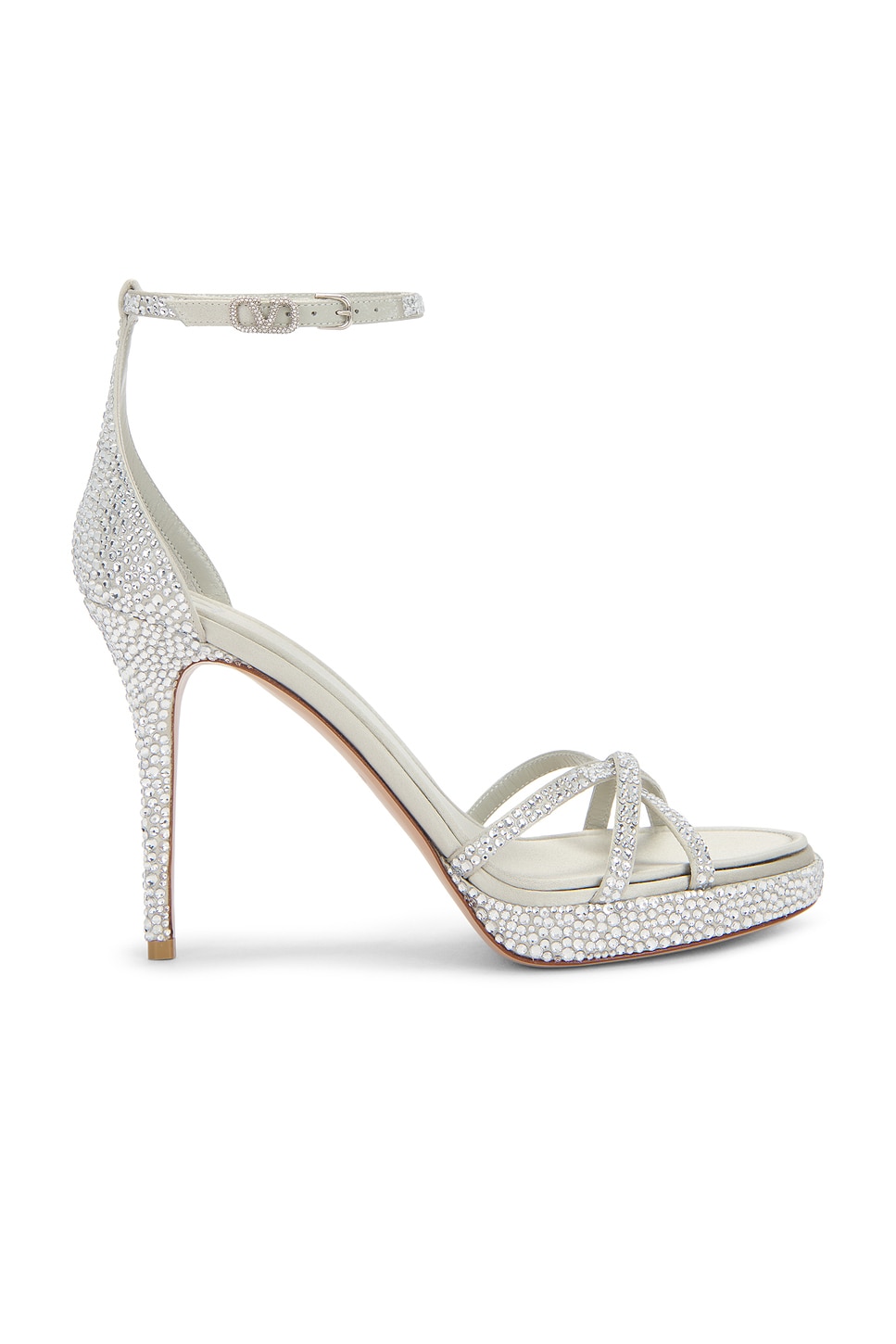 Image 1 of Valentino Garavani Eveninglam Sandal in Crystal & Grigio