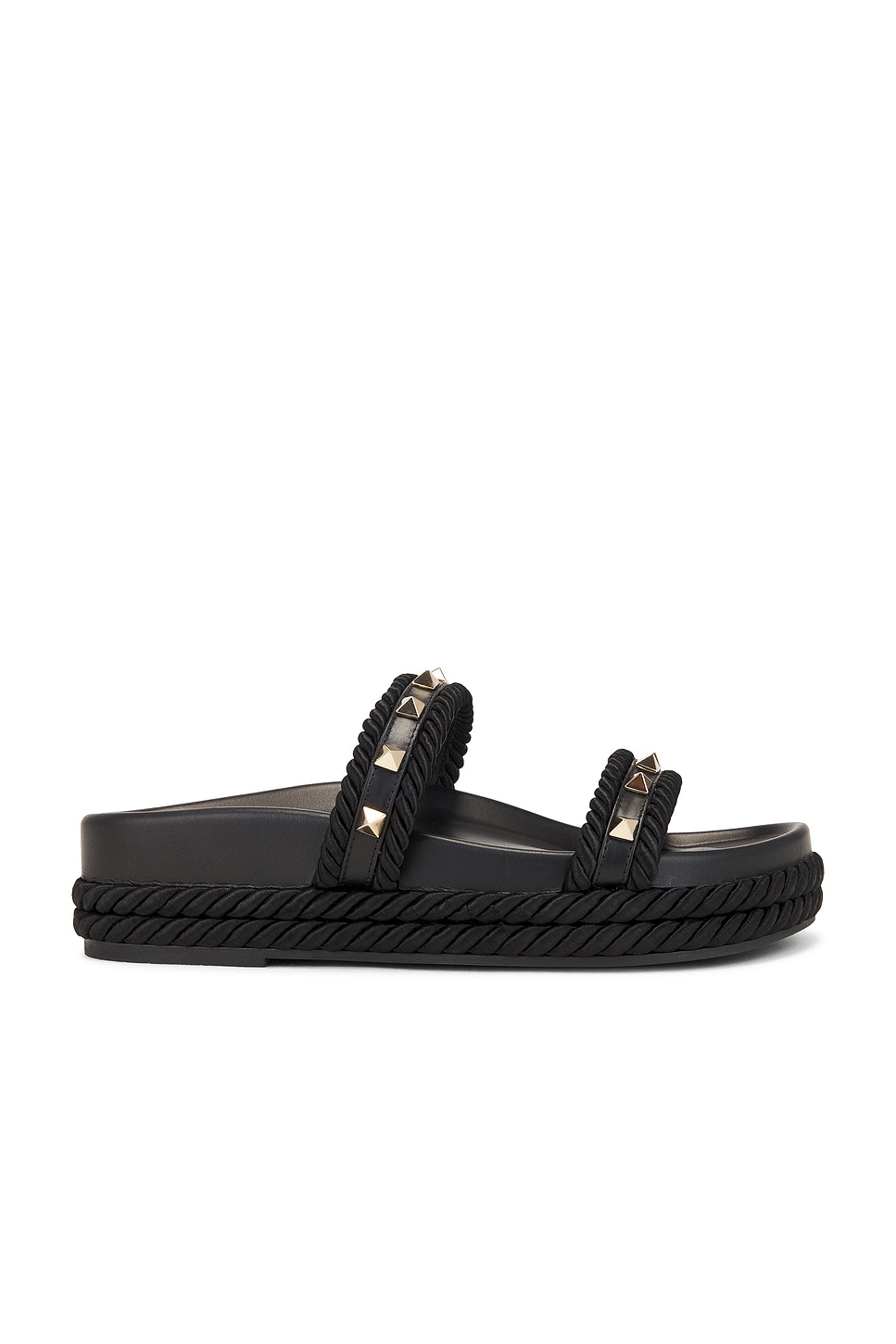 Image 1 of Valentino Garavani Rockstud Torchon Slide in Nero