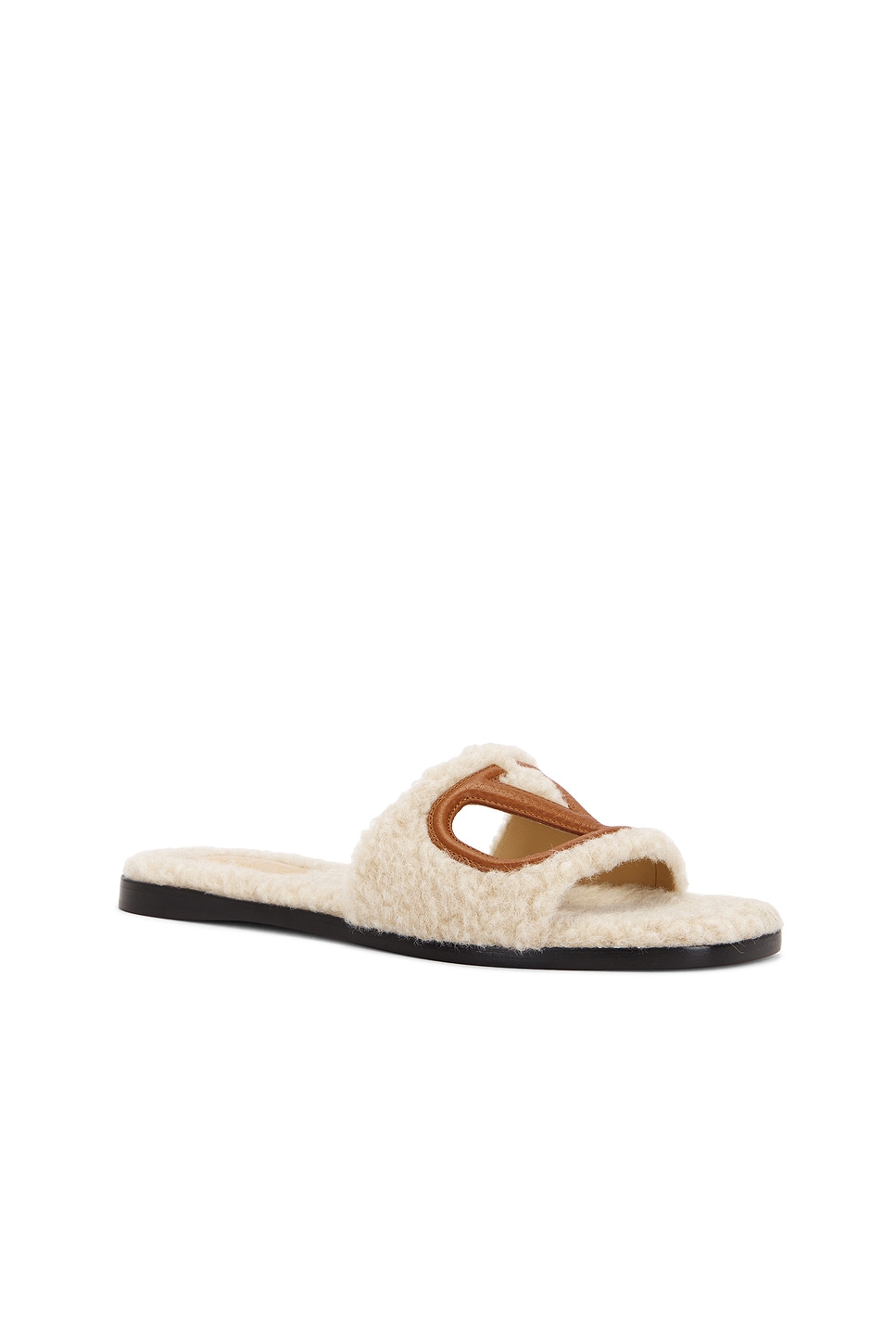 Valentino V Logo Cut Out Slide In Naturale & Selleria