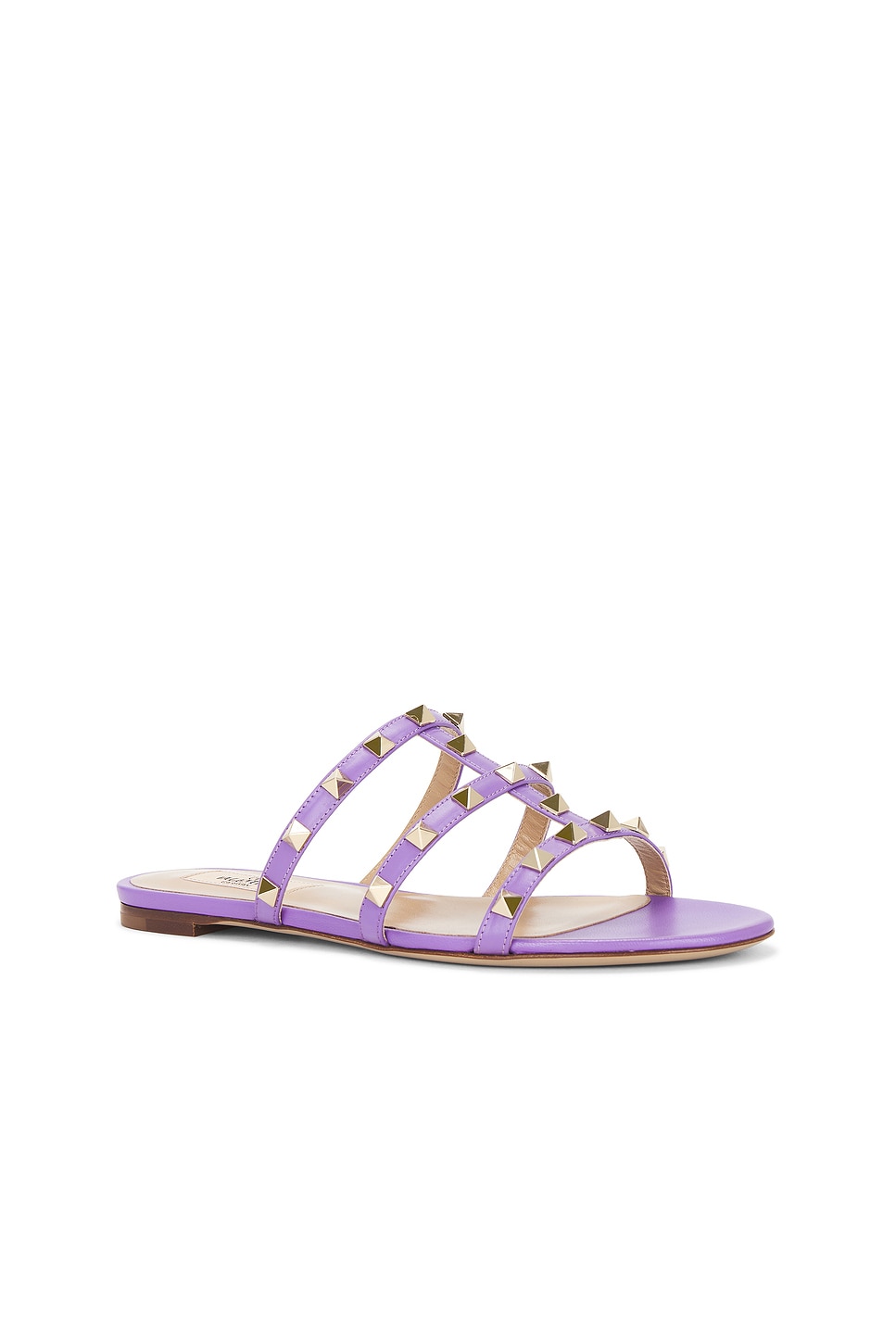 Valentino Rockstud Caged Leather Sandal In Glicine