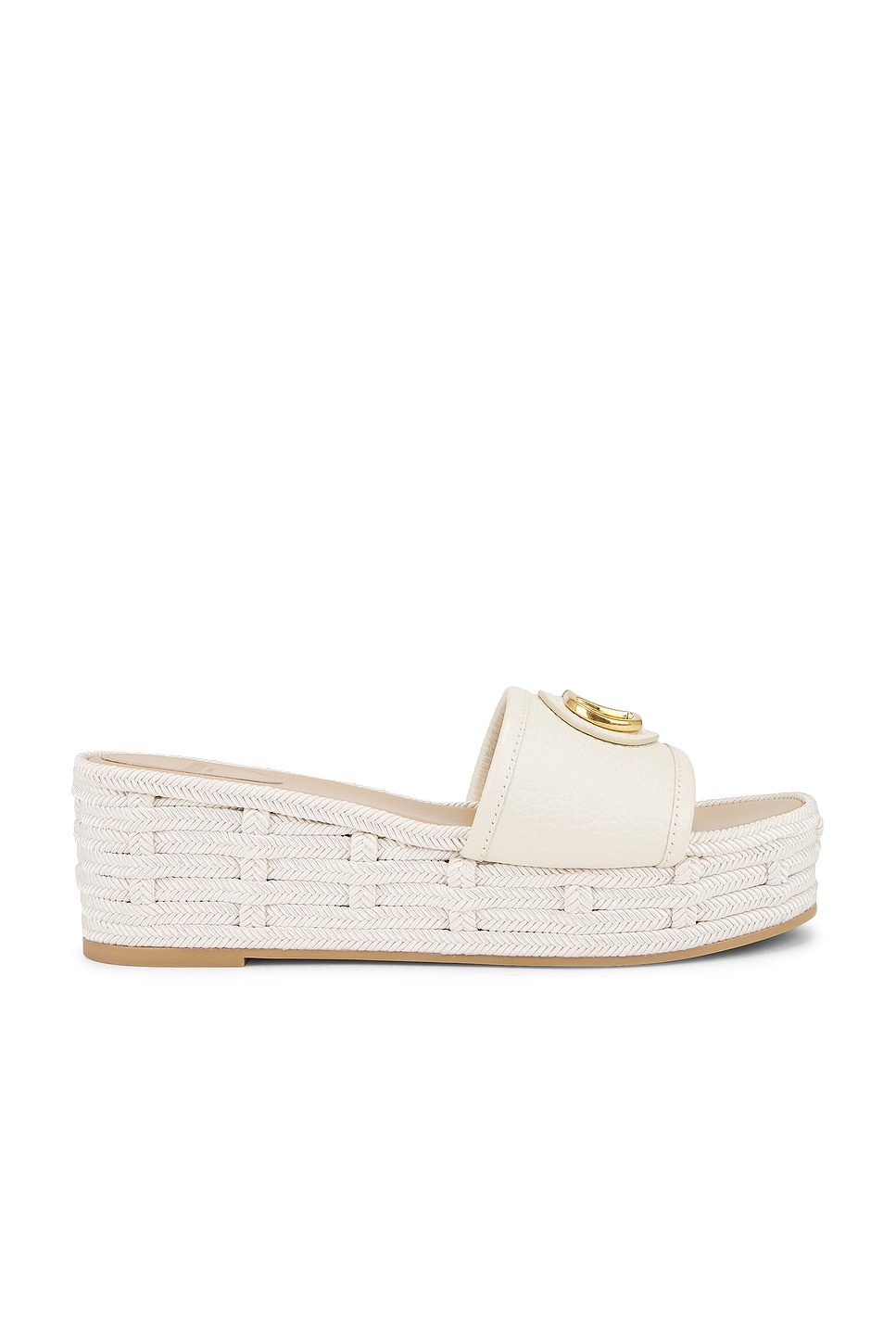 V Logo Signature Espadrilla Slide in Ivory