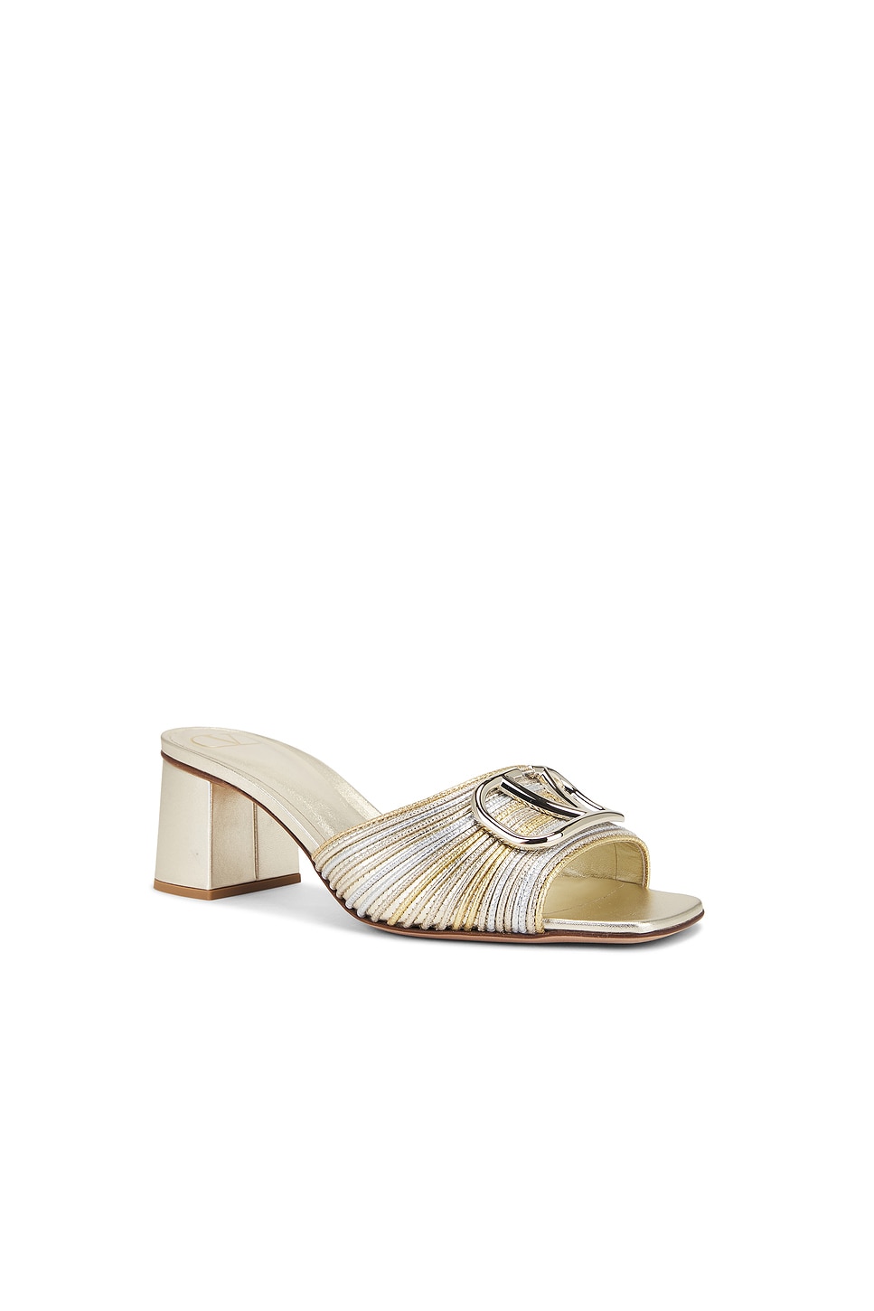 Valentino 60mm Vlogo Sandals In Silver Platino & Antique Brass Light