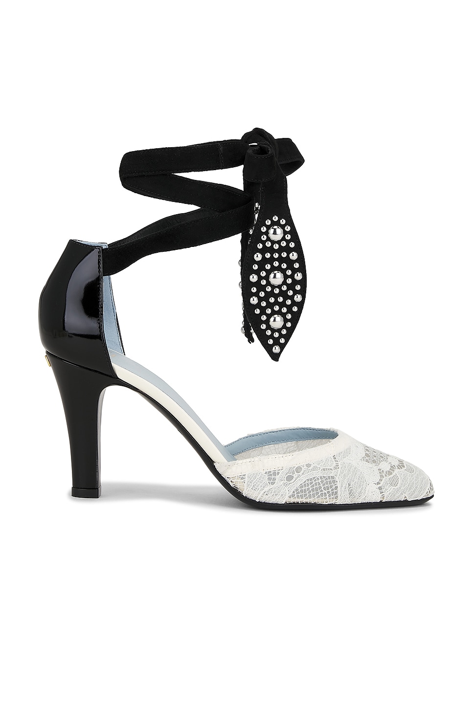 Valentino Garavani Two-tone Lace And Leather Foliefoliage Pumps In White