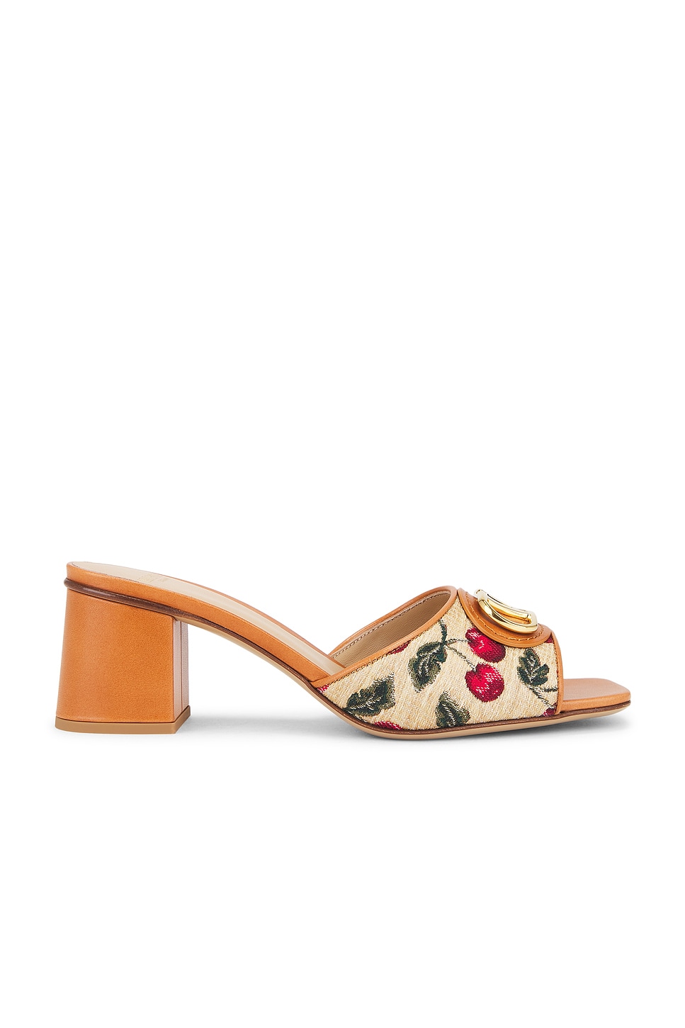 Image 1 of Valentino Garavani V Logo Signature Slide in Naturale & Rosso