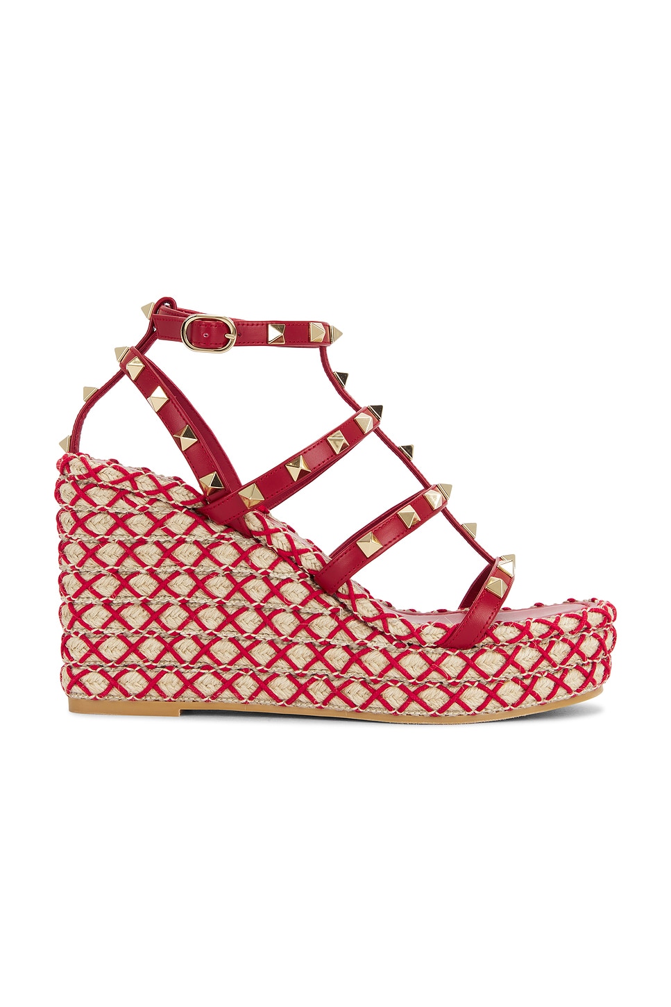 Valentino Garavani Rockstud Torchon Espadrilla Wedge