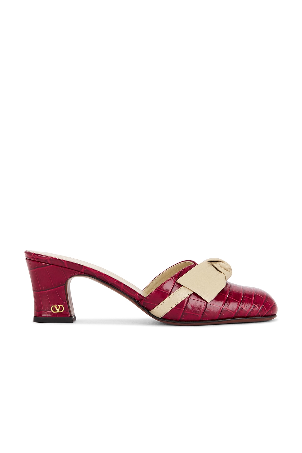 Image 1 of Valentino Garavani Knotty Mule in Cayenne & Dusty Beige