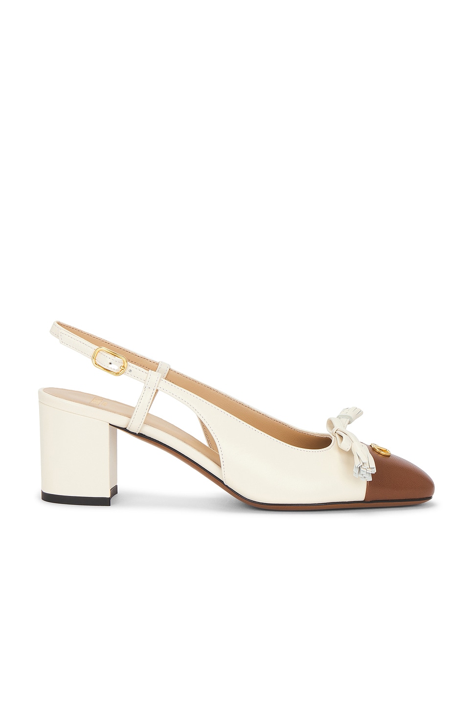 Image 1 of Valentino Garavani Valet Du Roi Slingback in Butter White & Tobacco